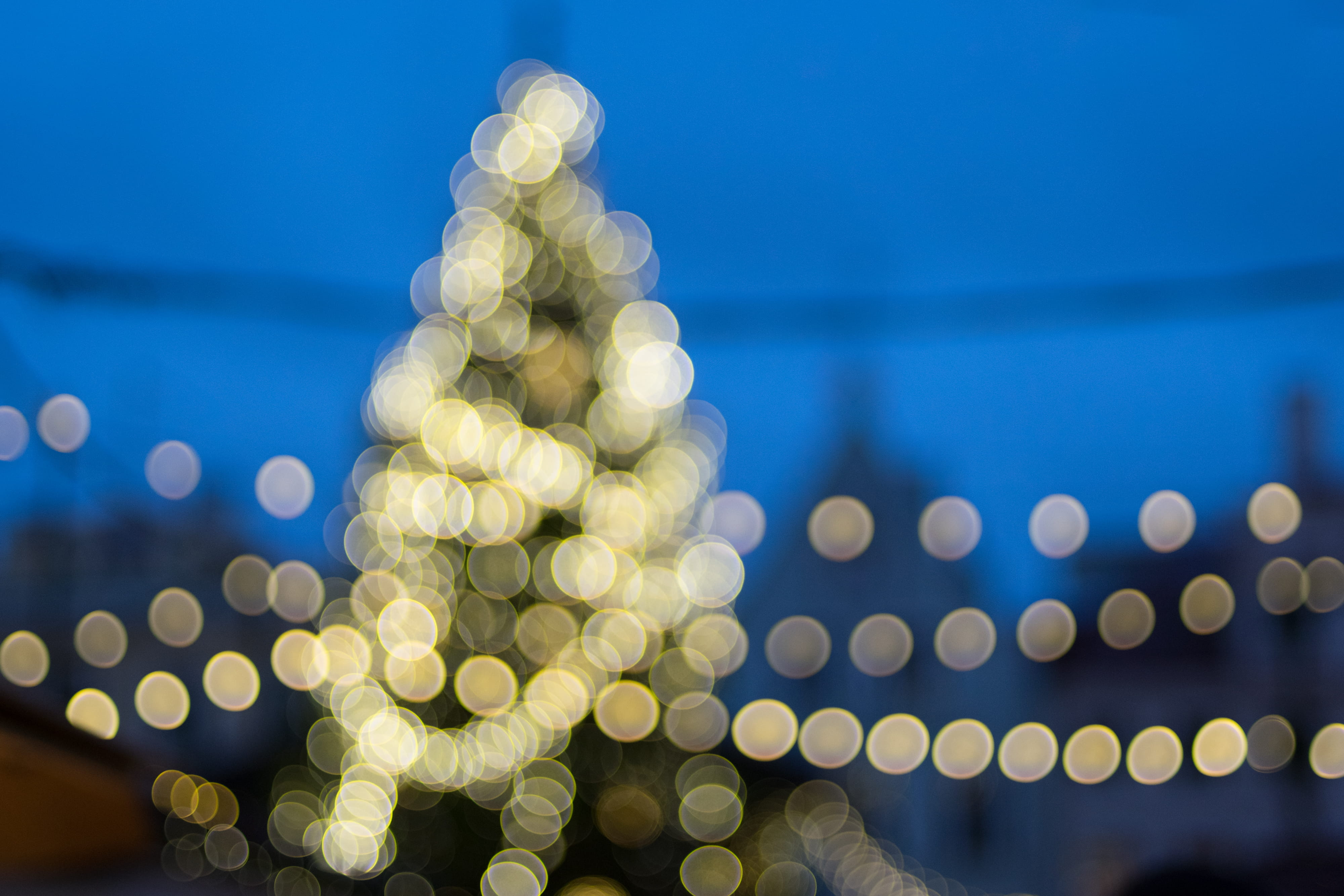 blue, celebration, tallinn, event, defocused, new year, decoration, backgrounds, geometric shape, christmas decoration, lens flare, christmas lights, pattern, HD Wallpaper