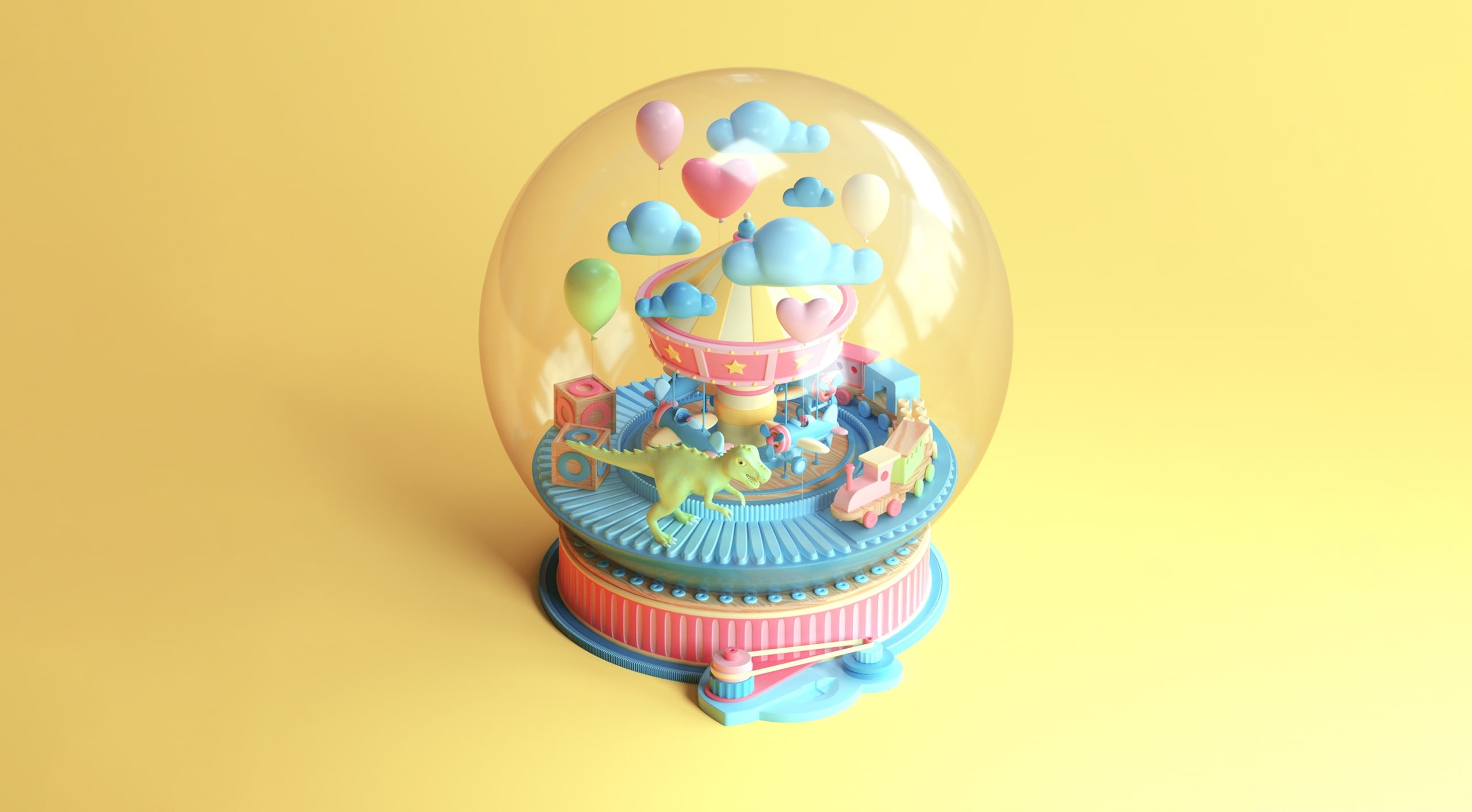 Colorful, Cute, toys, multi colored, currency, close-up, representation, yellow, yellow background, studio shot, crockery, shape, copy space, sphere, 3DArt, HD Wallpaper