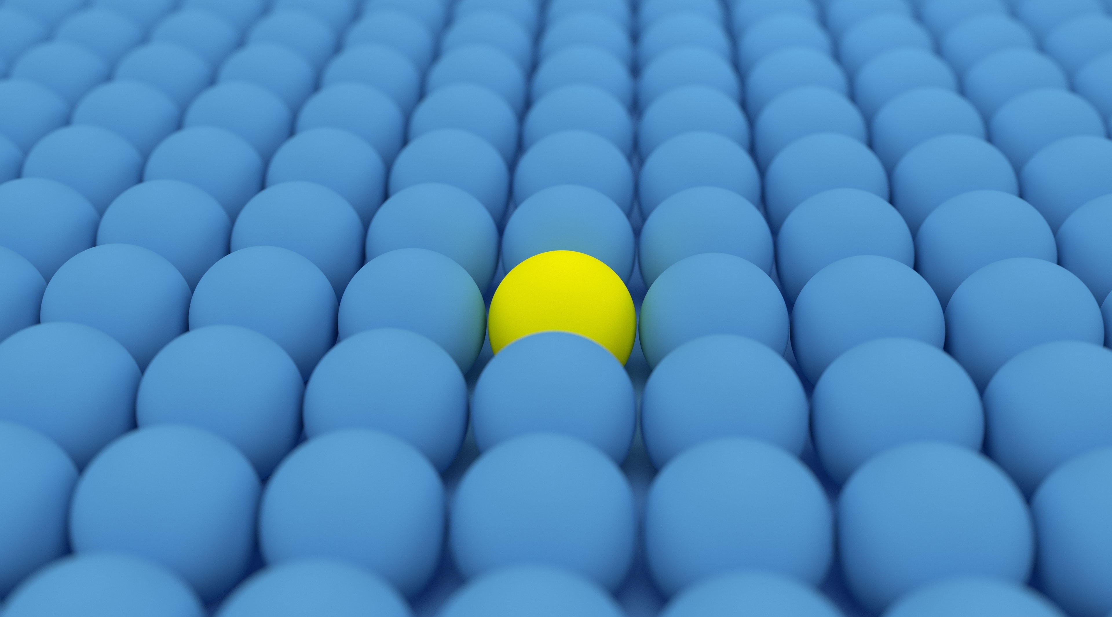 shape, Different, selective focus, 4K, day, Design, order, large group of objects, backgrounds, Blue, Ball, 3DComputerGraphics, indoors, abundance, dual, HD Wallpaper