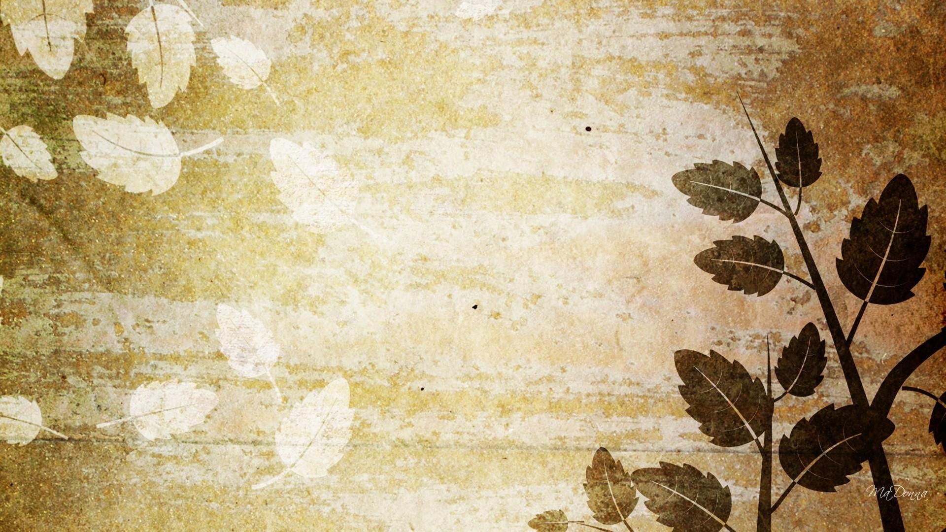 autumn, vintage, foliage, bisque, fall, browns, nature, 3d and abstrac, beige, 1080P, leaves, abstract, grunge, HD Wallpaper