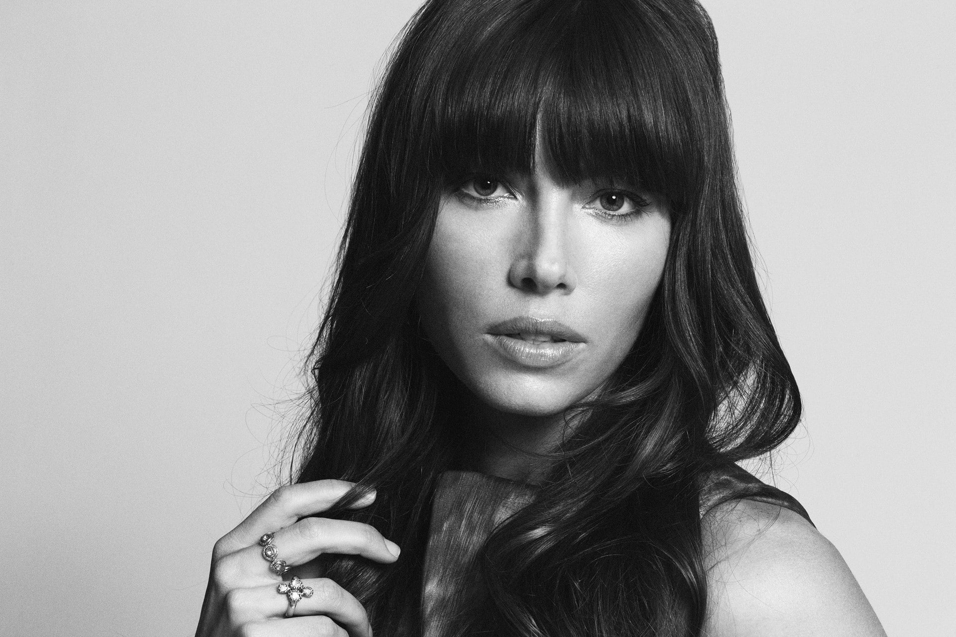 actress, women, monochrome, 1080P, face, Jessica Biel, HD Wallpaper