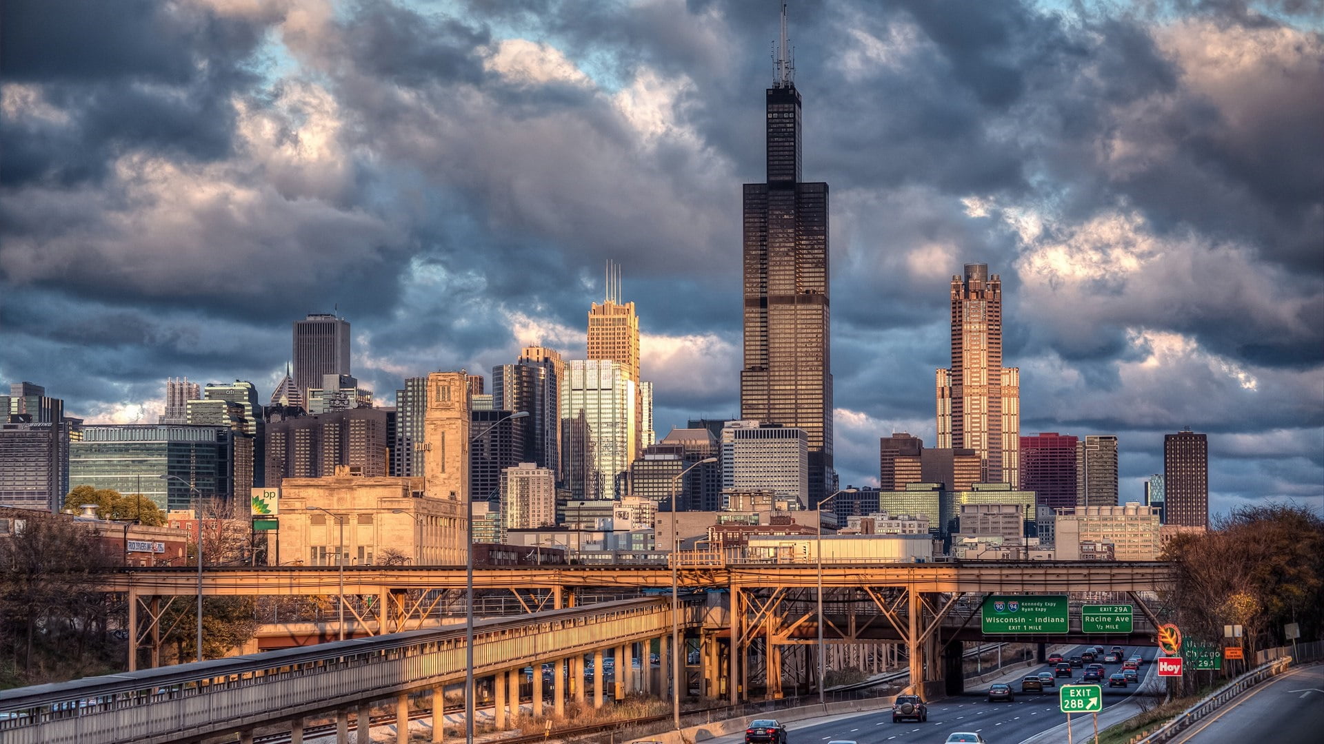 city life, travel destinations, architecture, daytime, skyscraper, tower, bridge - man made structure, transportation, outdoors, united states, pollution, HD Wallpaper