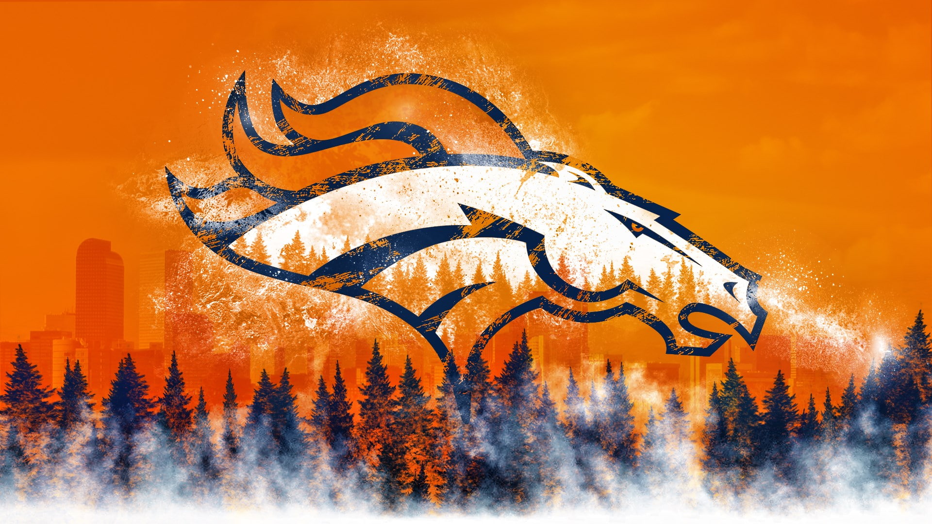 tree, denver broncos pictures  for desktop, art and craft, paint, outdoors, nature, creativity, no people, painted, graffiti, orange color, colored background, HD Wallpaper