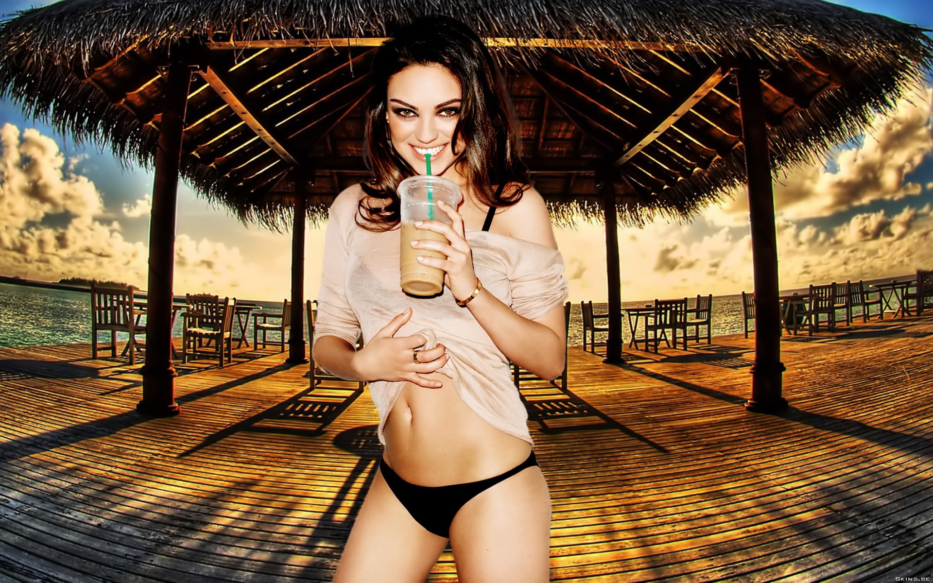 females, 1080P, female, brunettes, brunette, women, kunis, mila, actress, HD Wallpaper