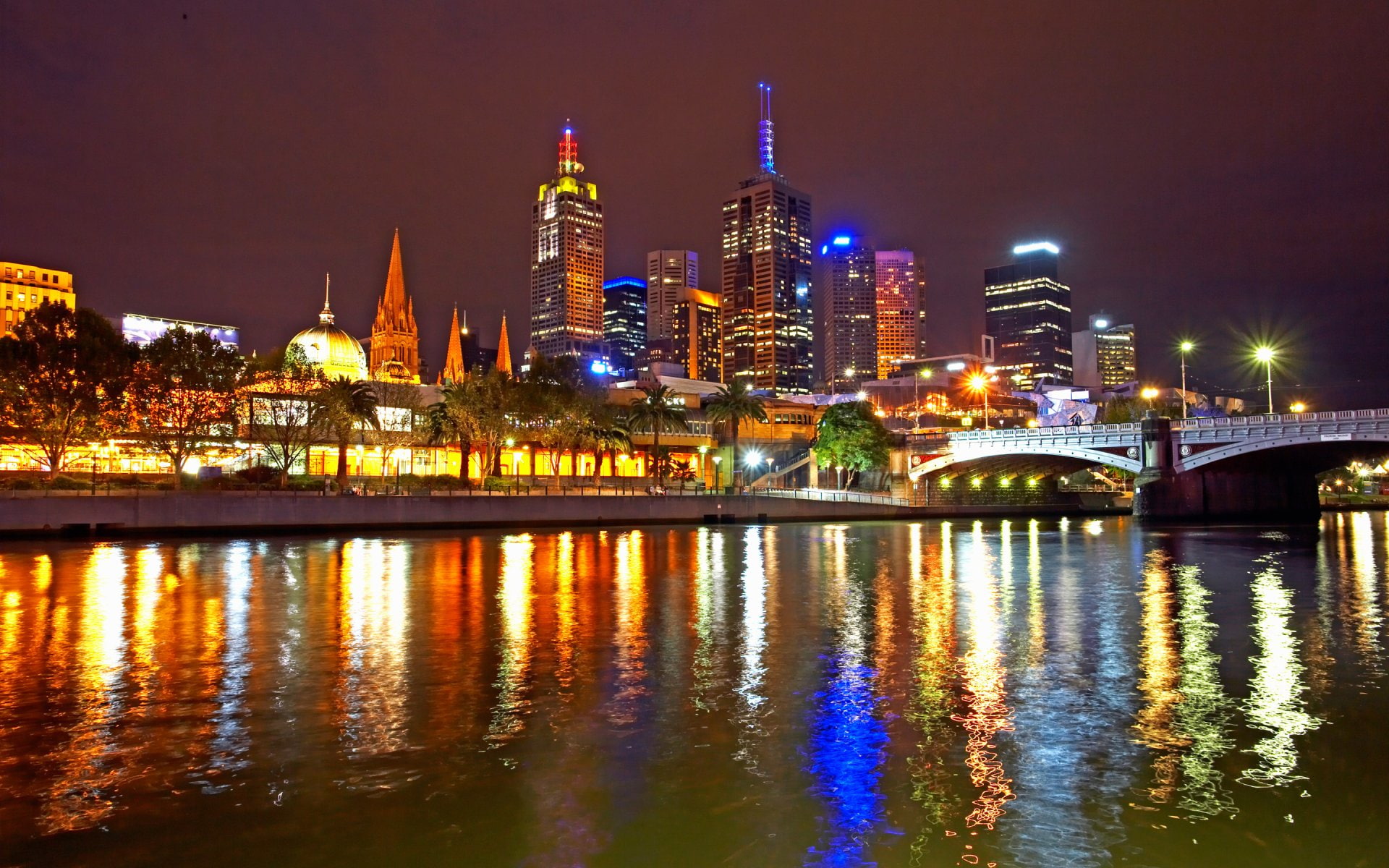 River, Cities, Australia, Yarra River, Skyscraper, 1080P, Light, Melbourne, HD Wallpaper