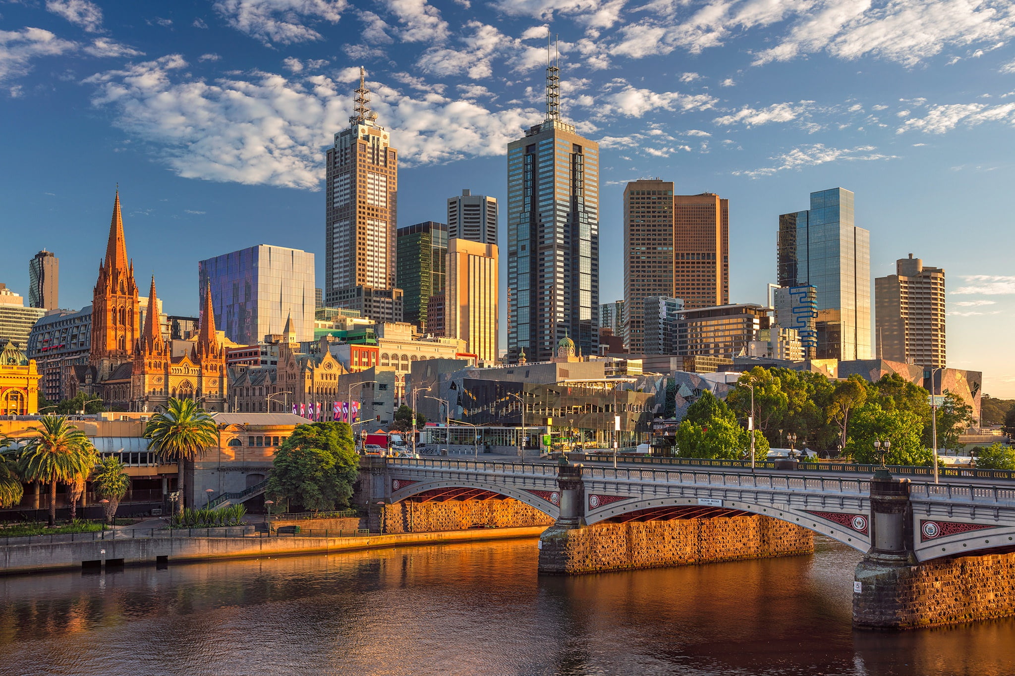 building, Australia, Yarra River, river, bridge, skyscrapers, the Yarra river, 1080P, Princes Bridge, Melbourne, HD Wallpaper