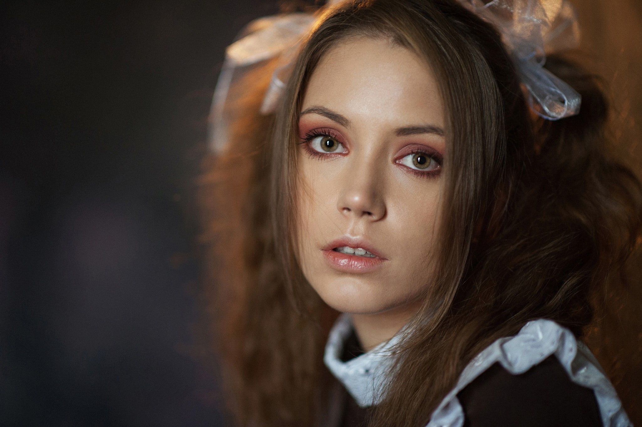 beautiful woman, fashion, beauty, brown hair, Ksenia Kokoreva, young adult, 1080P, looking, teenager, beautiful people, contemplation, portrait, indoors, HD Wallpaper
