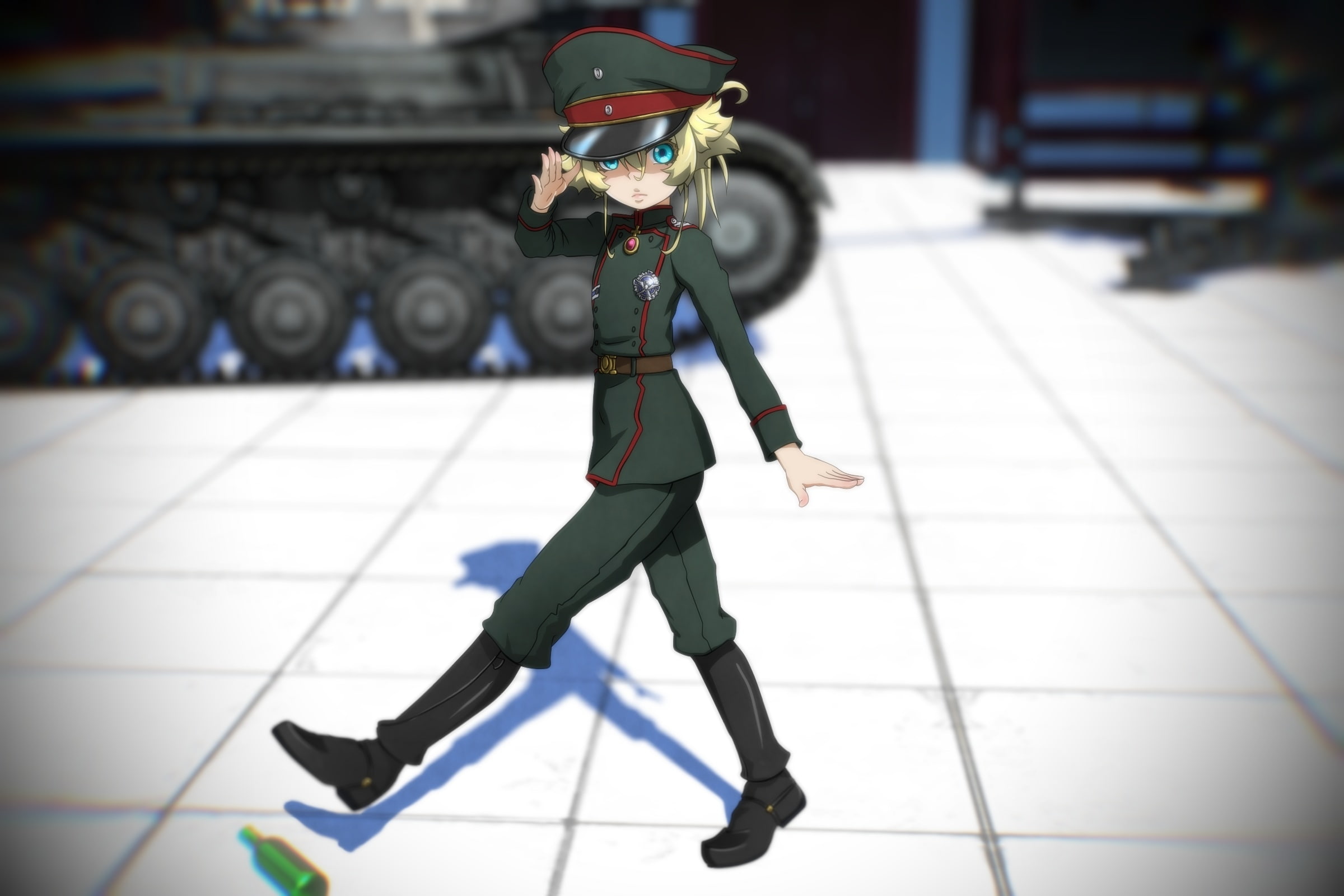 flooring, arts culture and entertainment, standing, blonde, incidental people, lifestyles, day, full length, youjo senki, one person, degurechaff tanya, HD Wallpaper