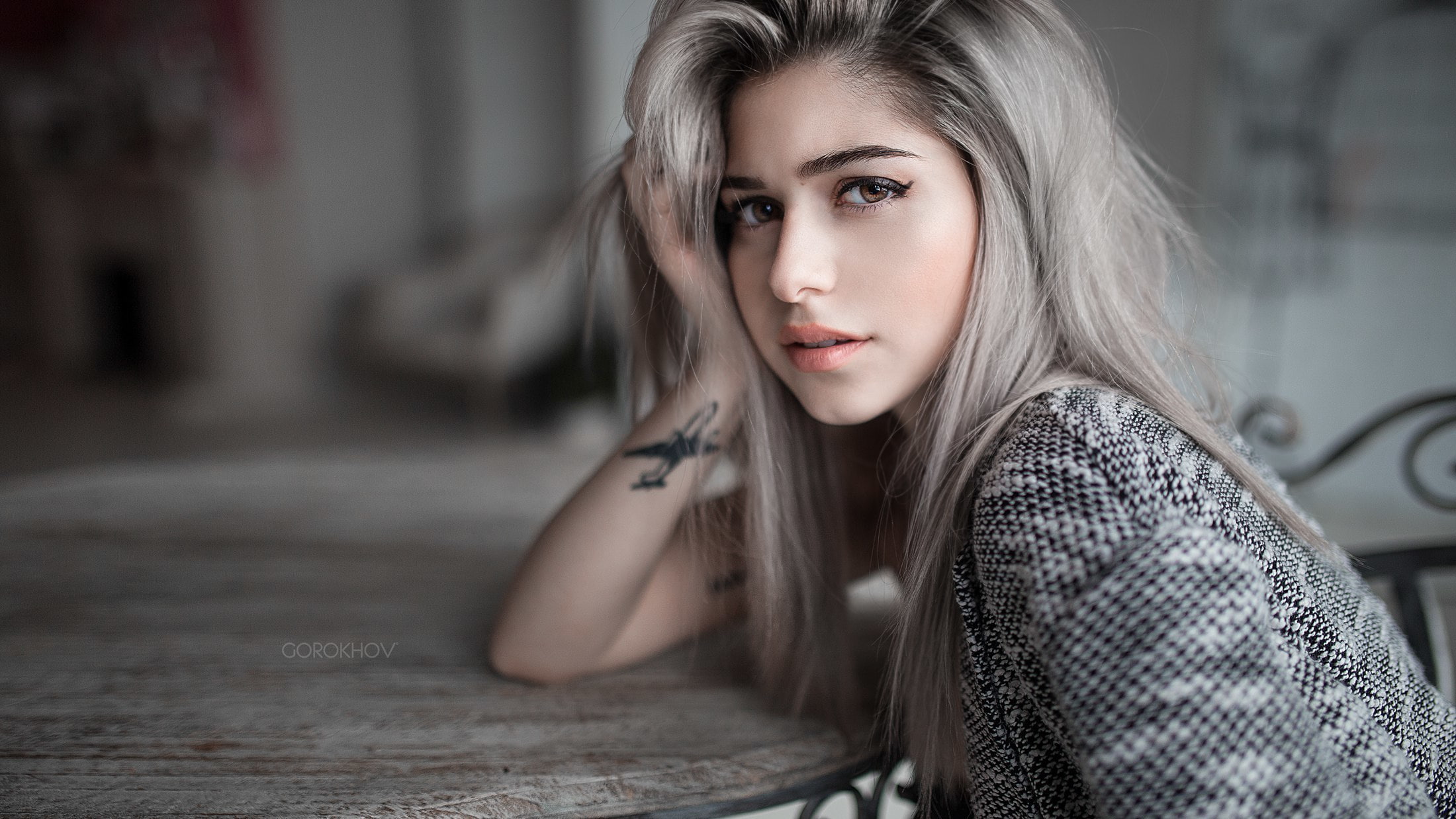 Galina Rover, jacket, Galeine Rover, 1080P, woman, girl, tattoo, HD Wallpaper