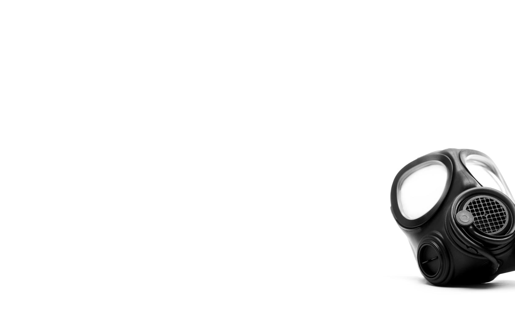 gas masks, mask, still life, metal, pattern, equipment, close-up, indoors, 720P, cut out, white background, security, studio shot, single object, no people, HD Wallpaper