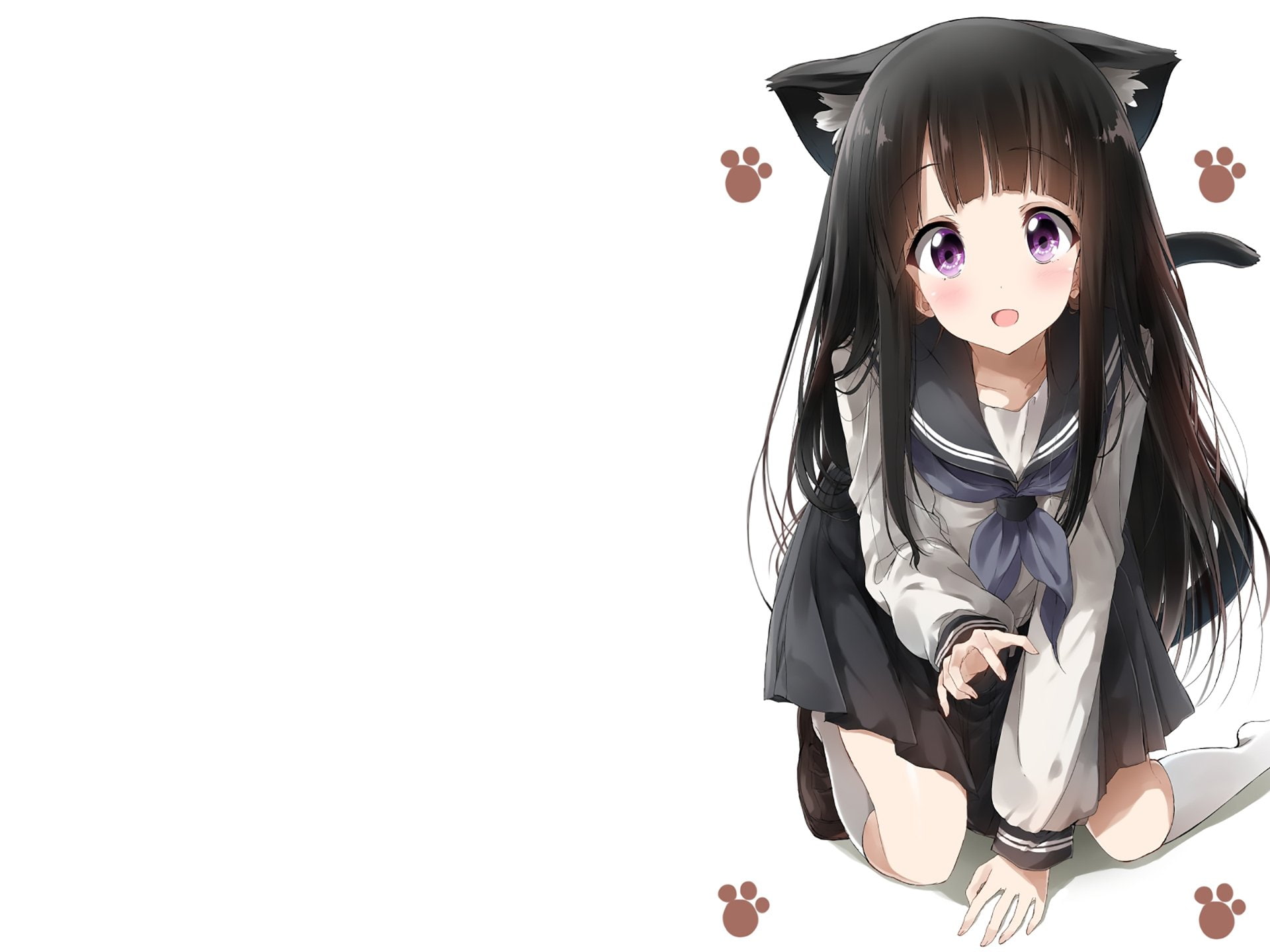 costume, females, cut out, 1080P, hairstyle, studio shot, Eru Chitanda, front view, girls, cute, women, white background, innocence, looking at camera, HD Wallpaper