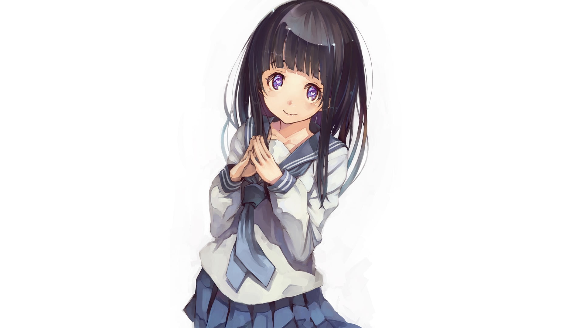 small, innocence, indoors, looking at camera, girls, hairstyle, women, smiling, childhood, Chitanda Eru, cute, copy space, studio shot, child, offspring, HD Wallpaper