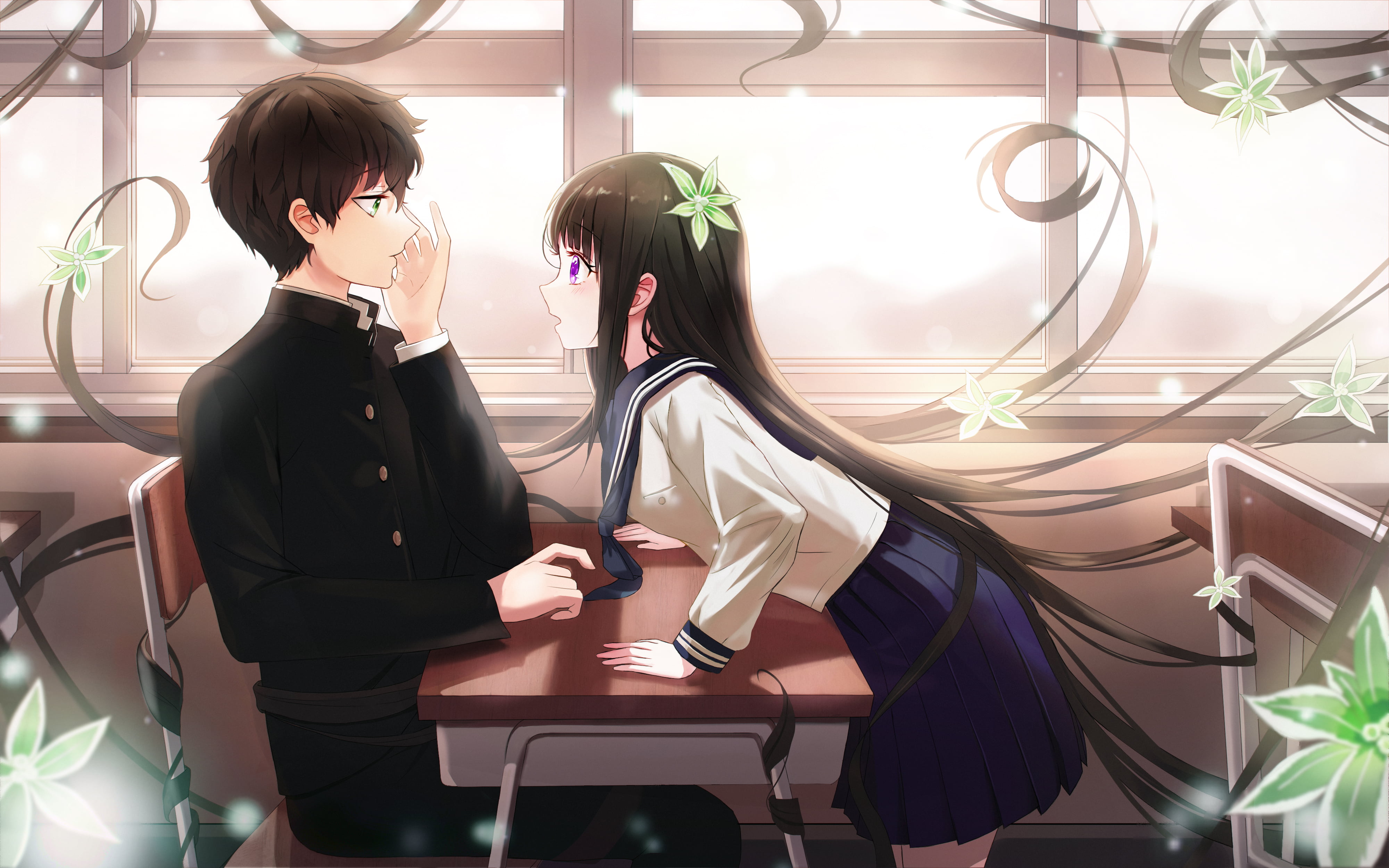 Hōtarō Oreki, Anime, Hyouka, Eru Chitanda, 4K, HD Wallpaper