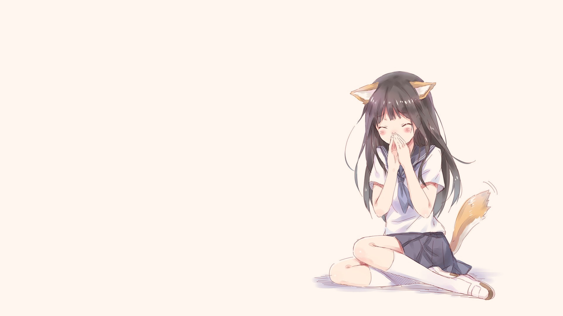 anime girls, anime, dog girls, 1080P, inumimi, Hyouka, school uniform, Chitanda Eru, HD Wallpaper