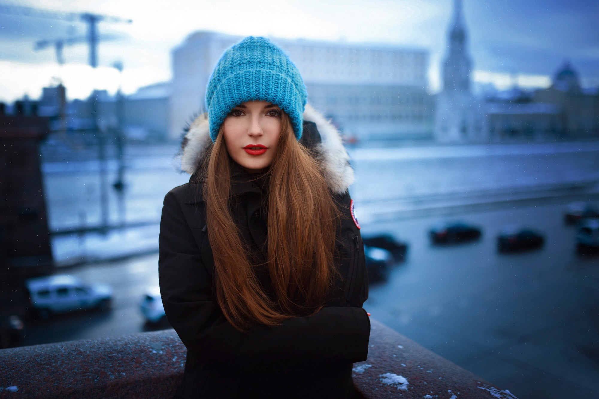 long hair, knit hat, hat, women, hair, young women, winter, depth of field, beautiful woman, building exterior, one person, adult, woolly hat, women outdoors, HD Wallpaper