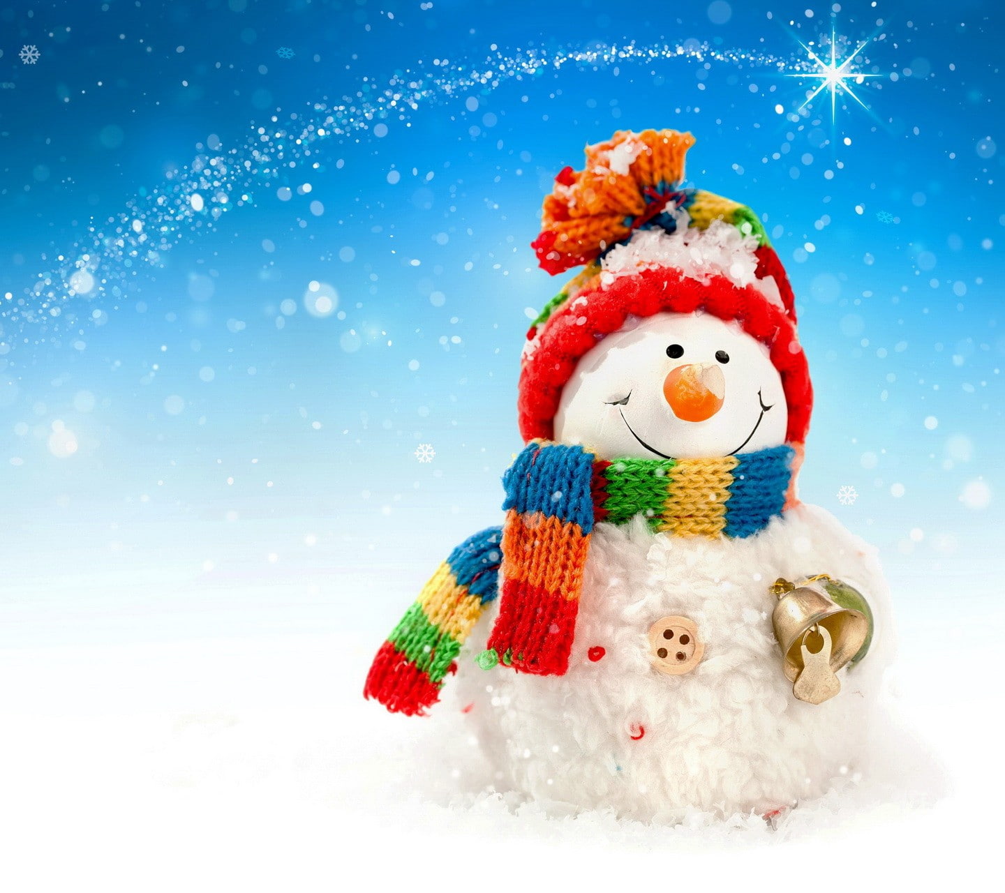 snow, clothing, hat, snowman, cold temperature, representation, snowflake, decoration, celebration, 720P, santa claus, abstract, scarf, warm clothing, HD Wallpaper
