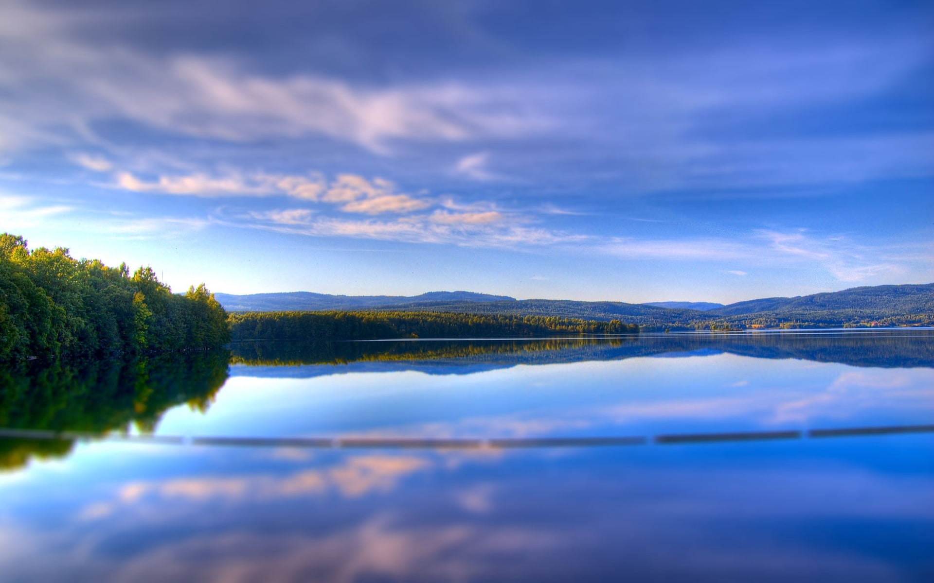 clouds, waterfront, morning, ease, sunlight, green Color, tranquility, reservoir, serenity, pond, mountain, idyllic, outdoors, forest, day, rural Scene, HD Wallpaper