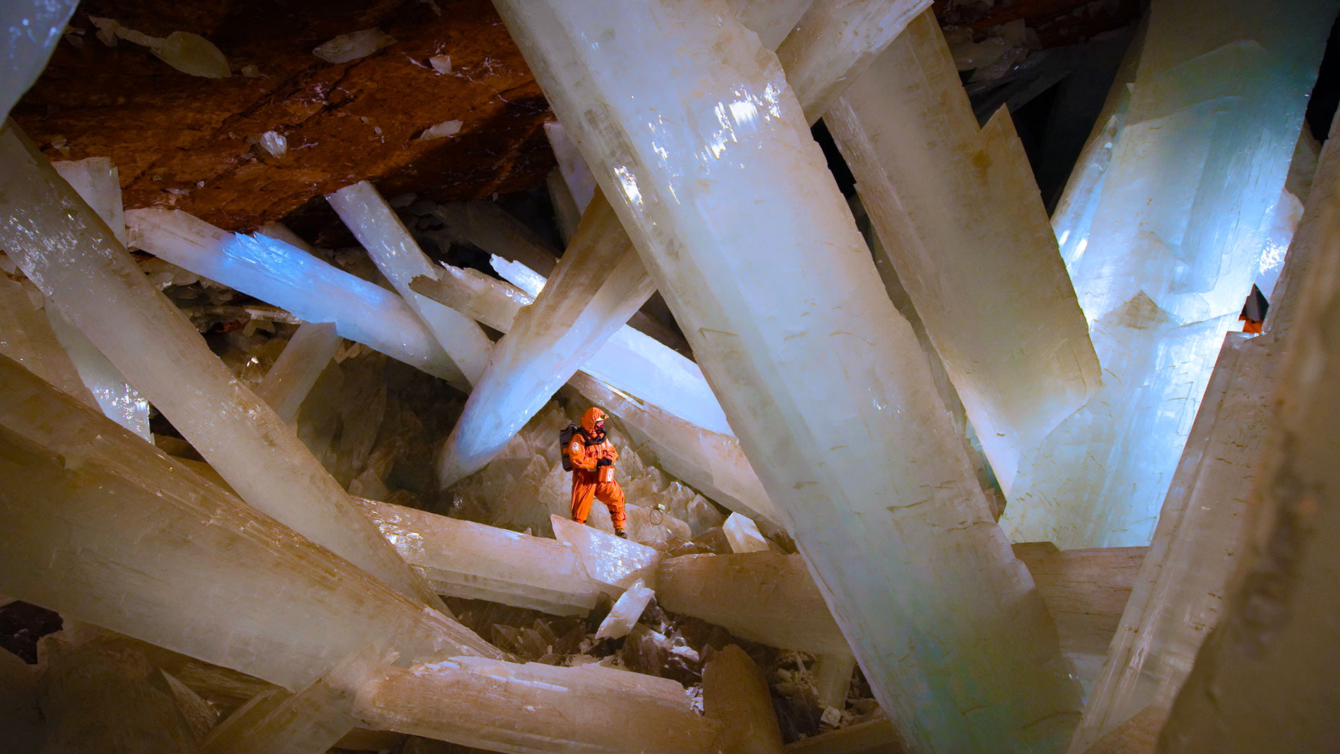 Nike, Selenite, 1080P, The crystal cave, caver, Mexico, crystals, HD Wallpaper