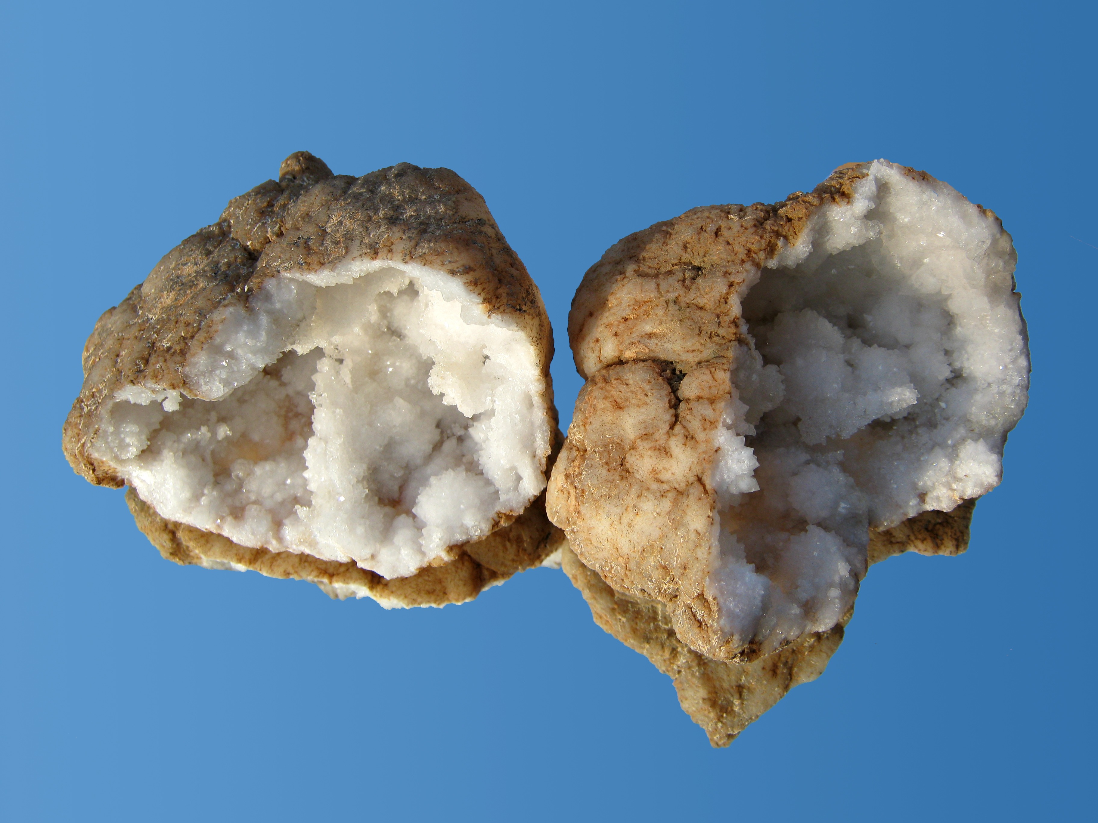 minerals, freshness, nature, day, druze, blue background, food, directly above, rock, food and drink, halves, broken up, brown, snack, copy space, gem, HD Wallpaper