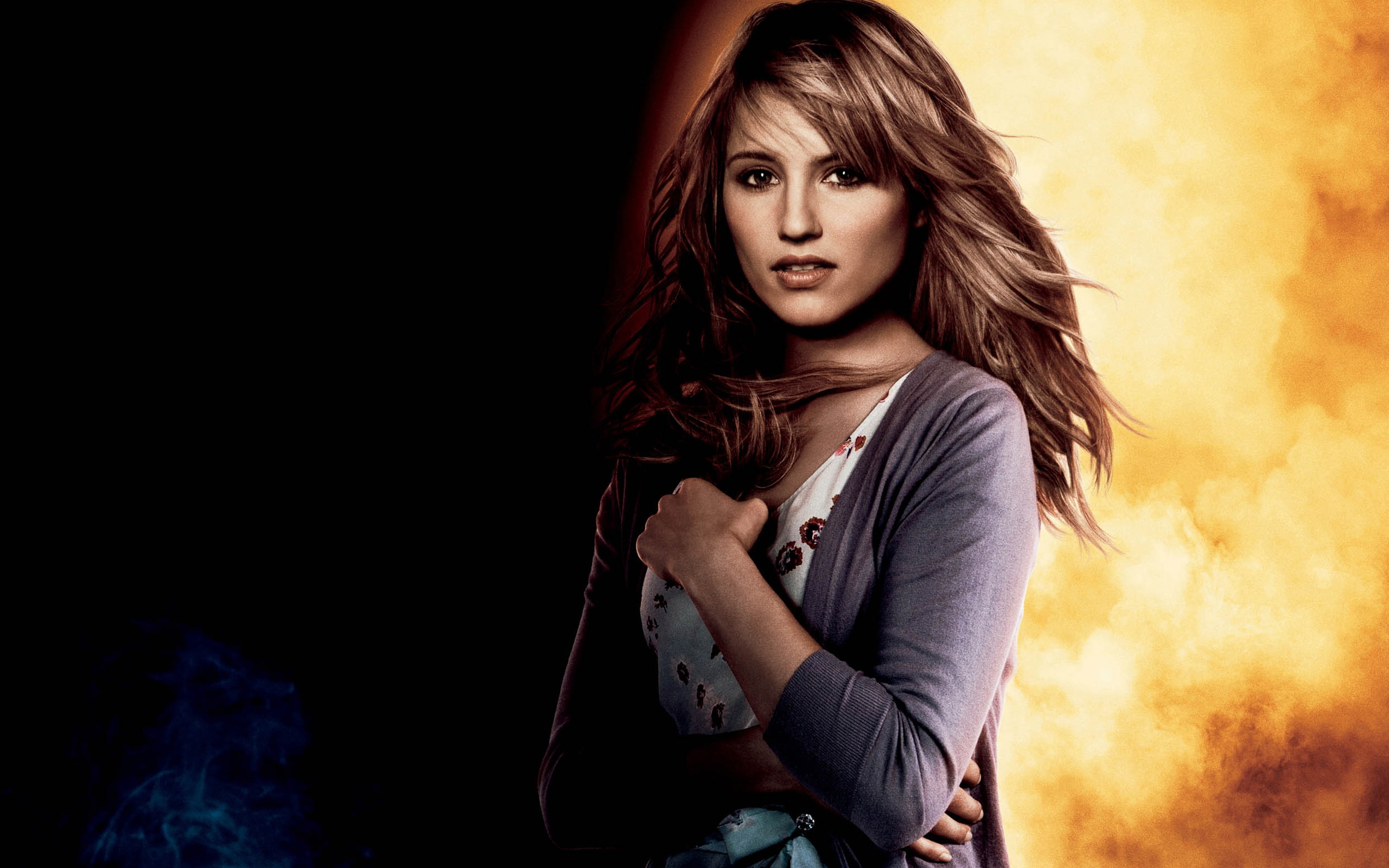grey sweater, Diana Agron, 2K, actress, open sweater, women, HD Wallpaper