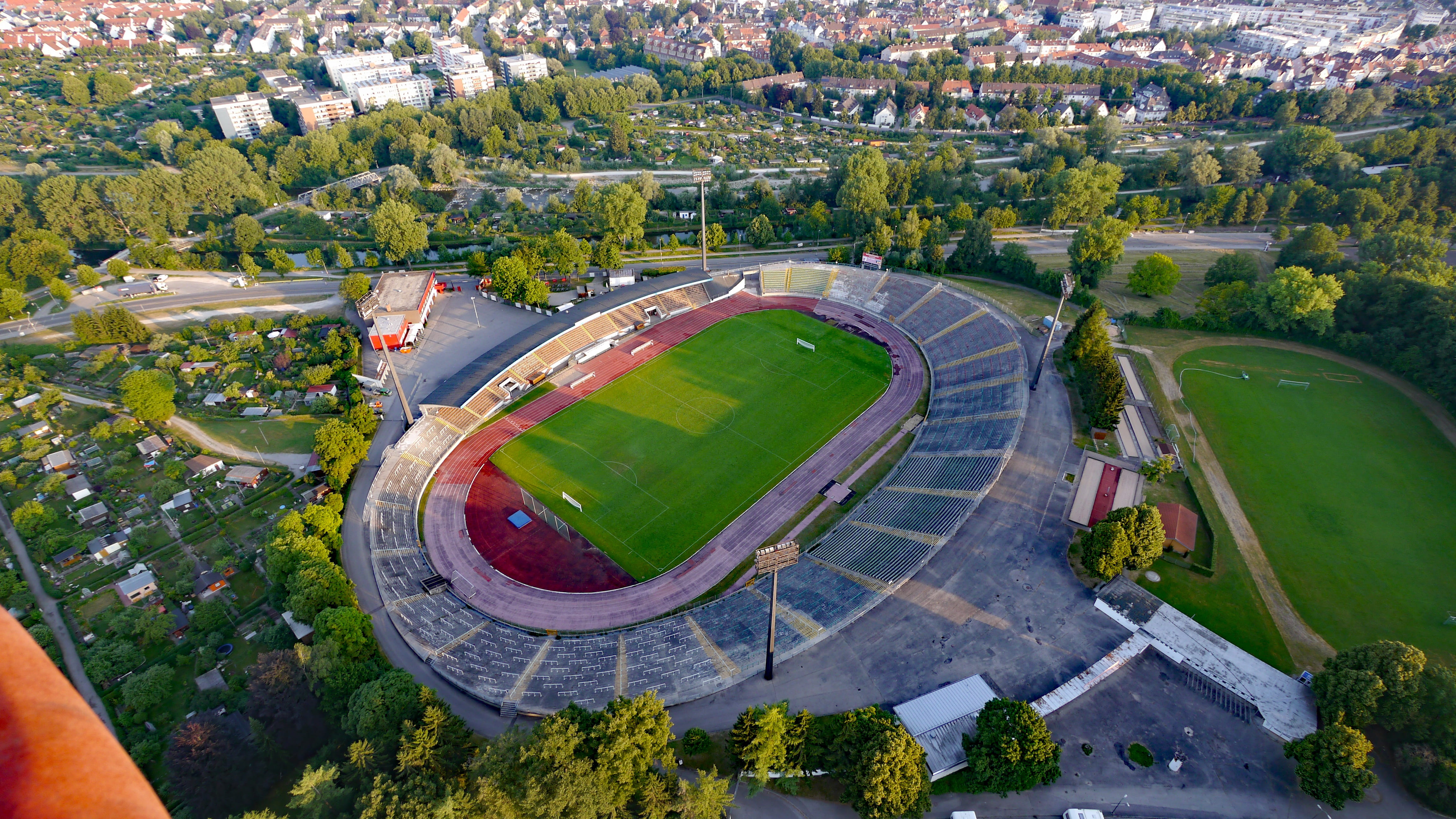 built structure, government, sport, day, no people, stadium, grass, high angle view, building exterior, soccer, city, architecture, 4K, outdoors, transportation, HD Wallpaper