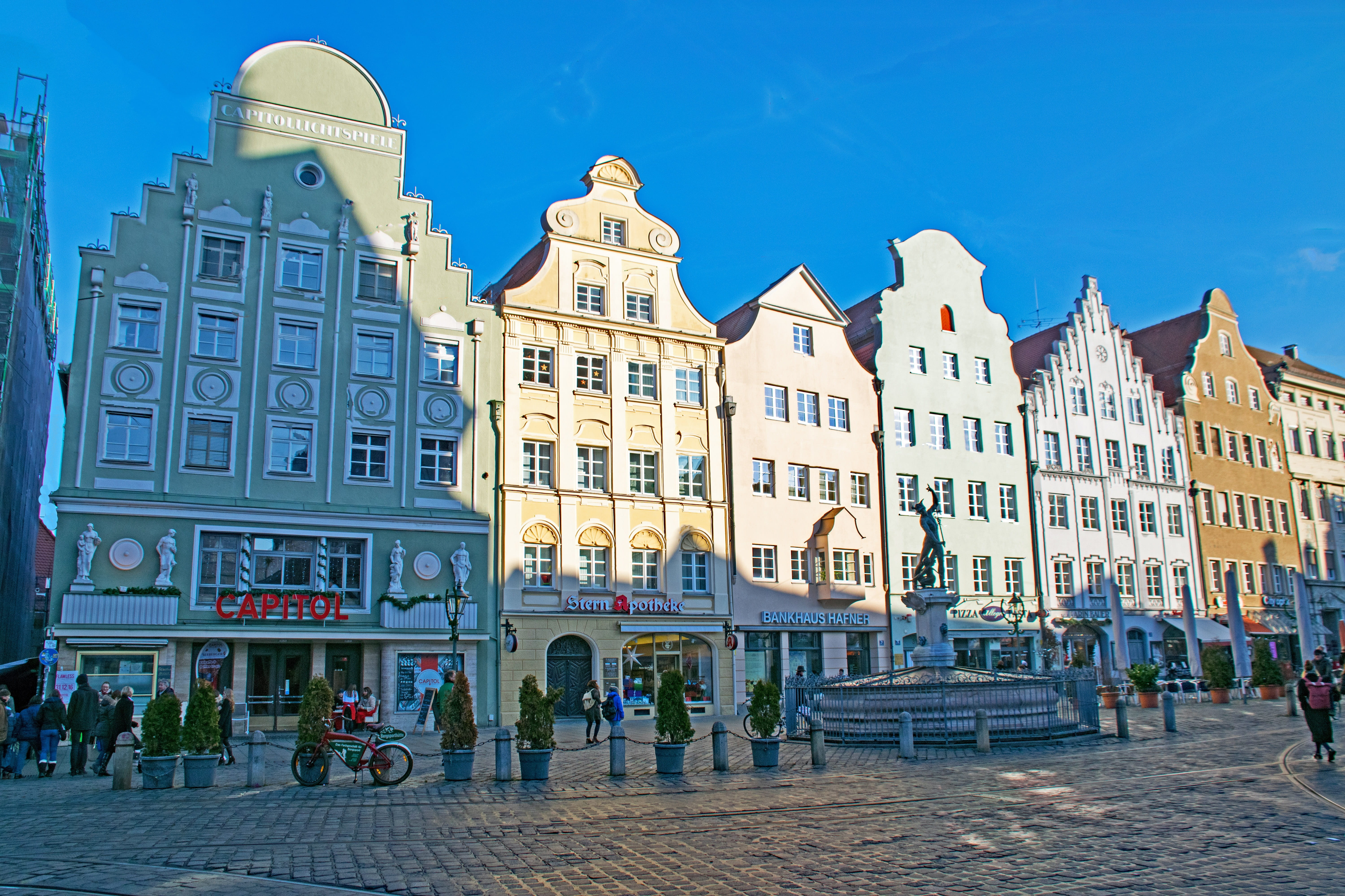 Bavaria, built structure, window, building, store, facade, places of interest, 5K, building exterior, sky, town, blue, city life, travel, Germany, city, HD Wallpaper