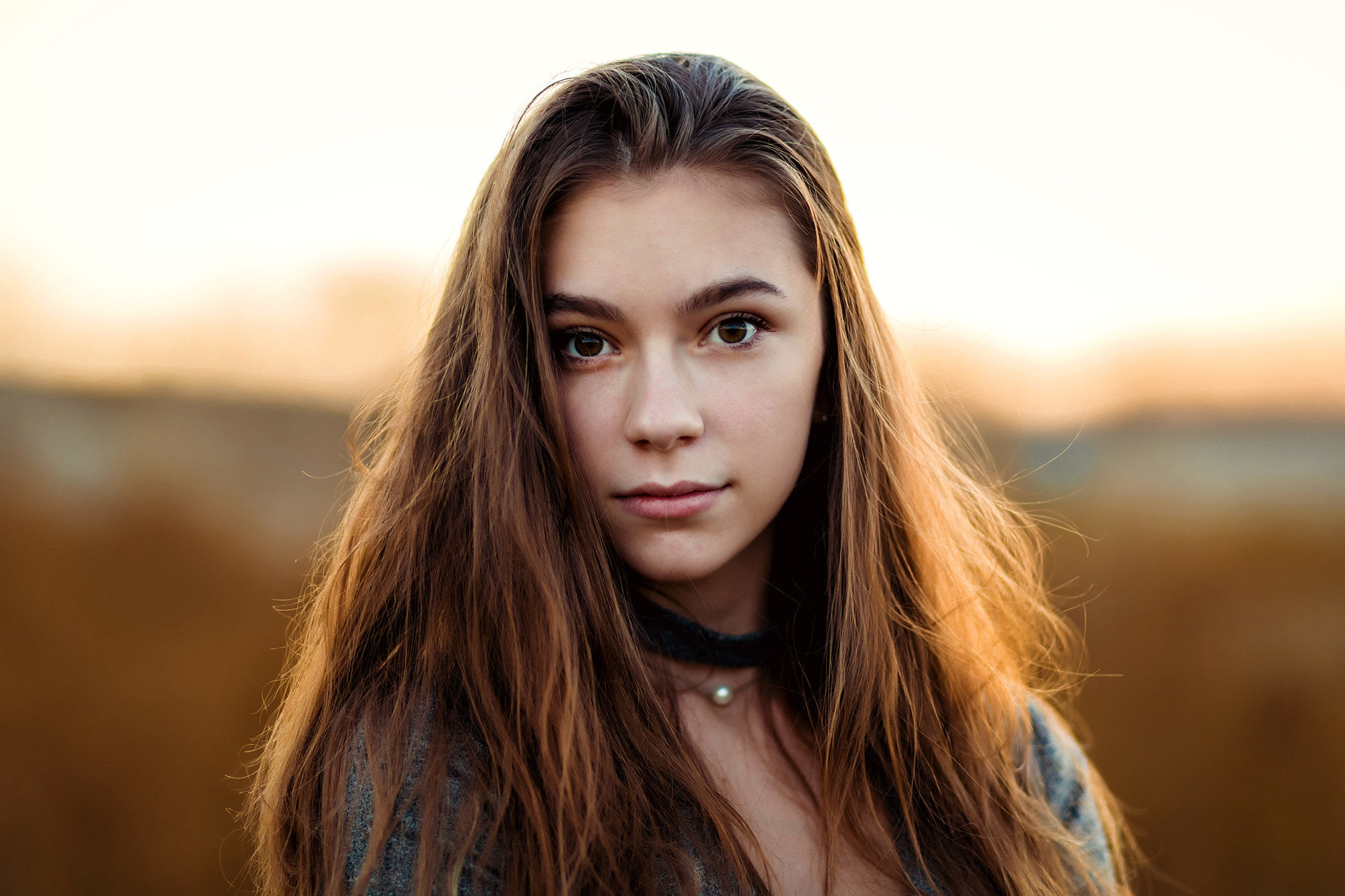 brown eyes, portrait, Sonny Bui, looking at viewer, face, bokeh, brunette, women, 1080P, HD Wallpaper