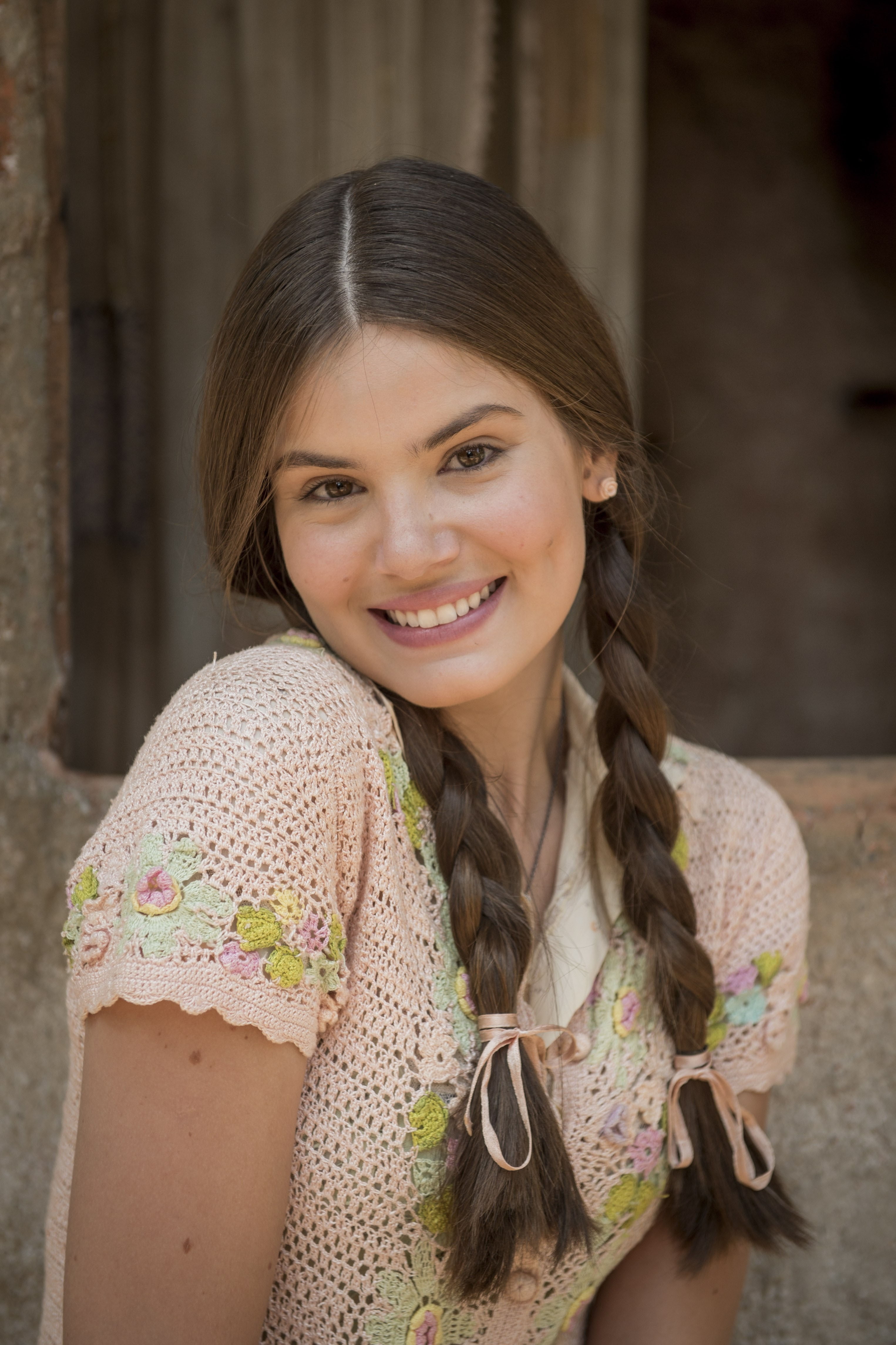 brown hair, braids, portrait, brown eyes, emotion, hairstyle, beauty, Camila Queiroz, hair, portrait display, happiness, young adult, women, cheerful, smiling, Phone HD Wallpaper