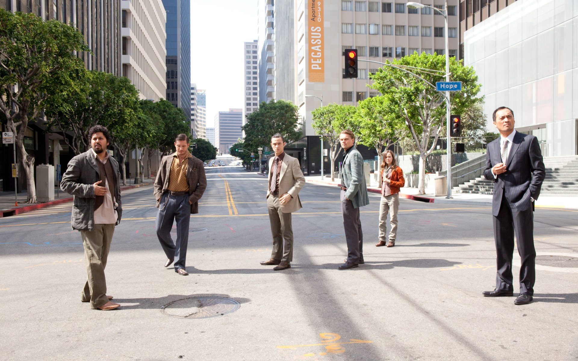 street, adult, Ariadne (Inception), Joseph Gordon-levitt, office building exterior, Tom Hardy, coworker, Inception, business, males, city, corporate business, HD Wallpaper