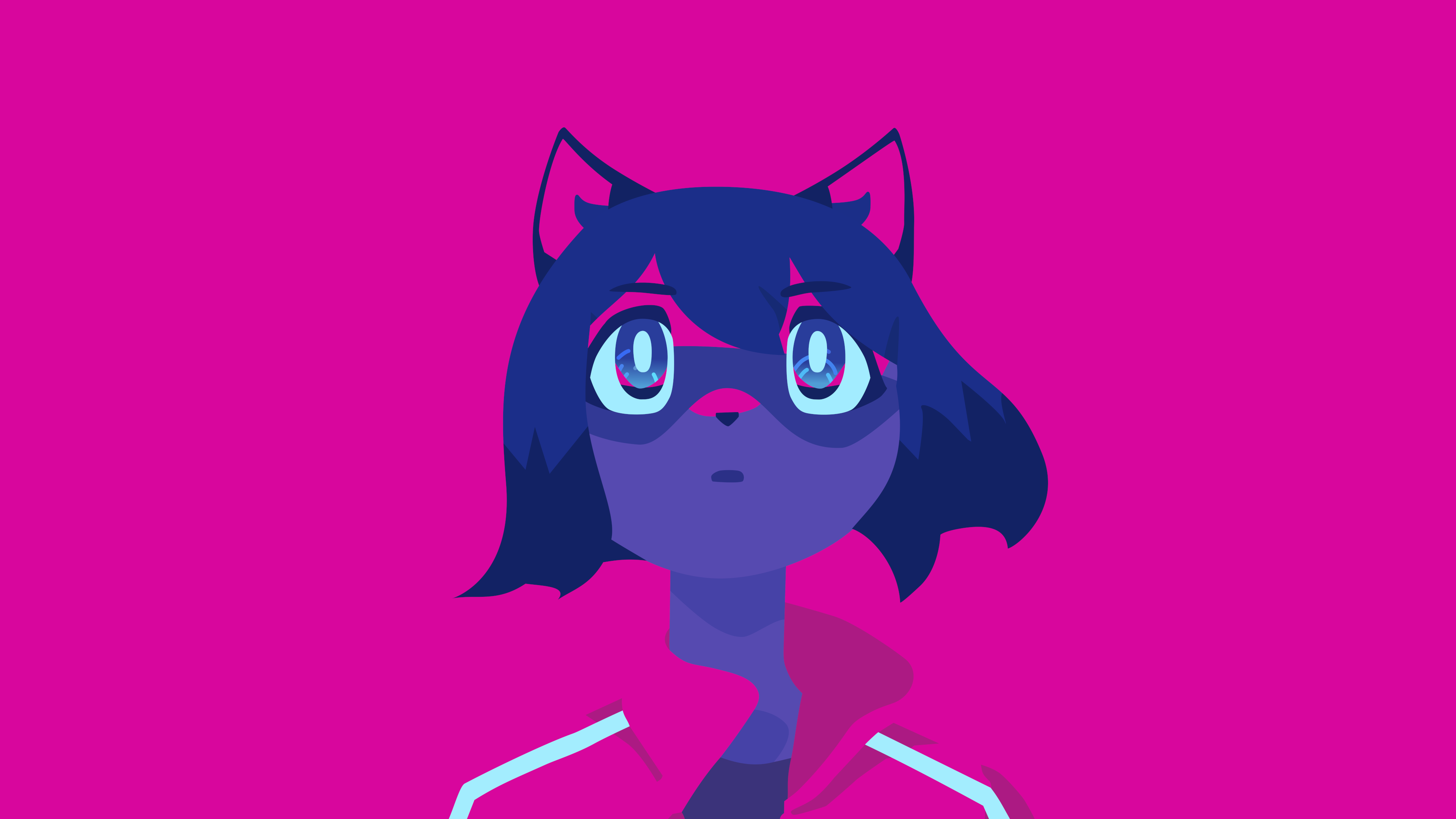 vector, vaporwave, Michiru Kagemori, anime, neon, digital, 4K, Brand New Animal, HD Wallpaper
