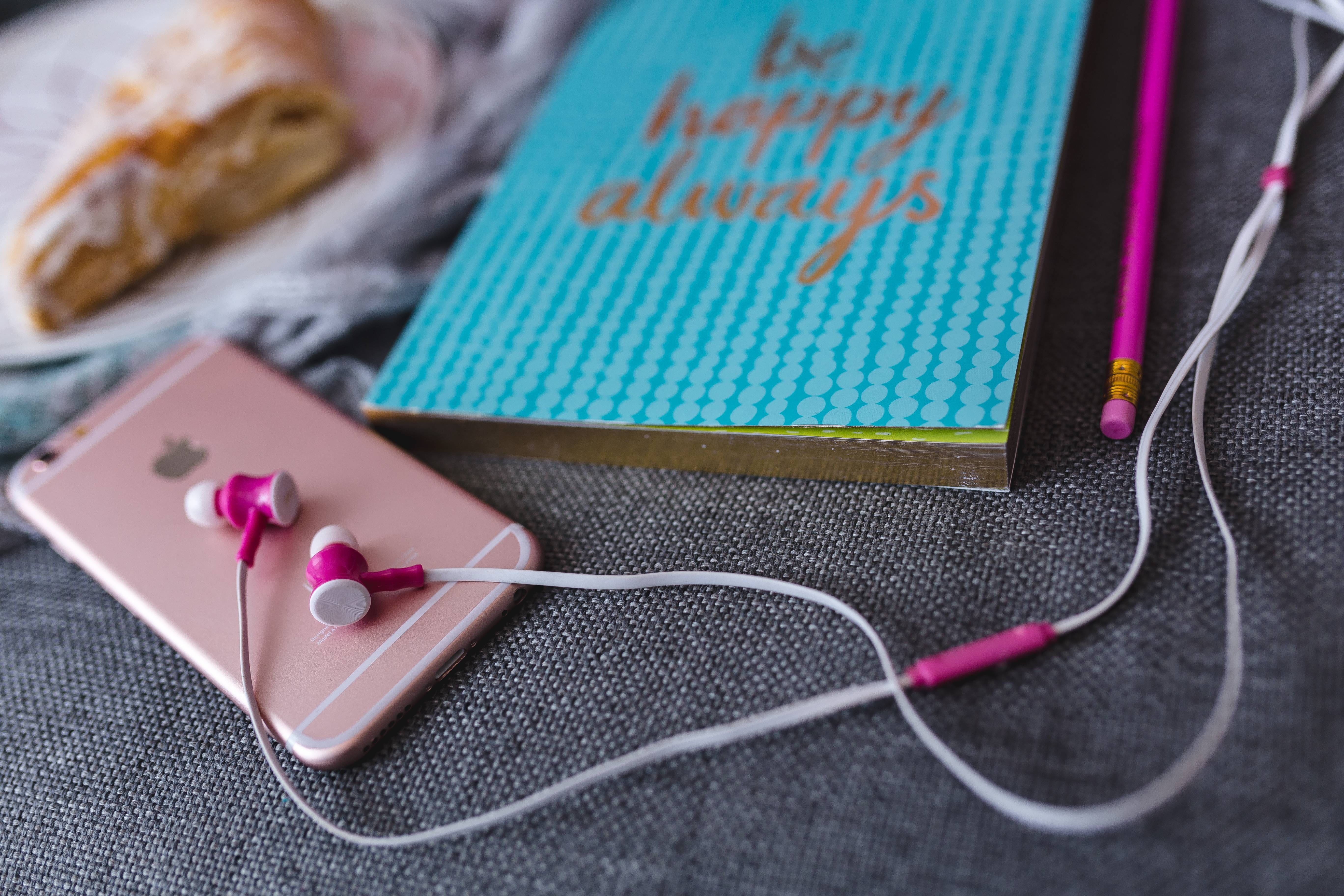 art and craft equipment, notebook, needle, thread, wool, art and craft, 5K, sewing needle, smartphone, pink color, headphones, no people, close-up, sweet bun, HD Wallpaper