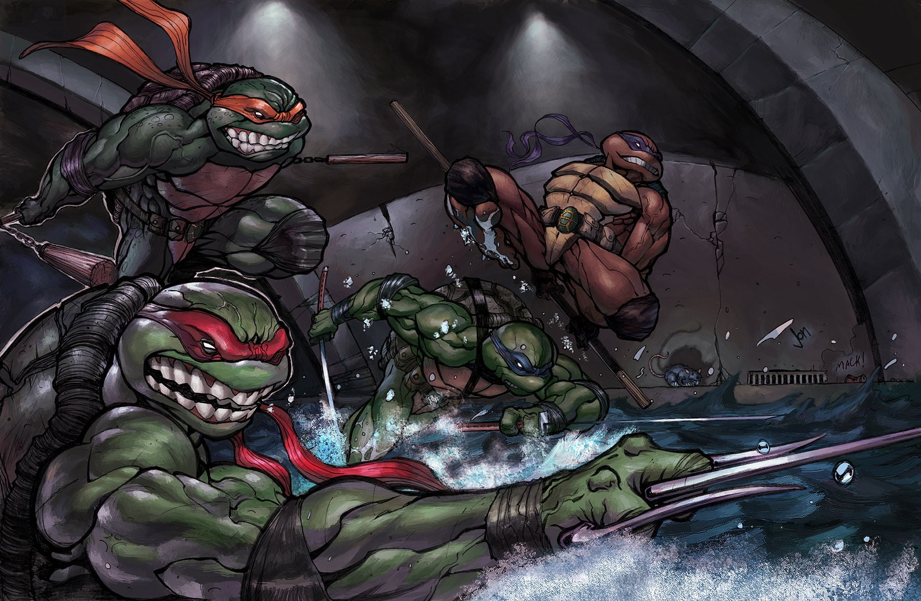 720P, comics, Teenage Mutant Ninja Turtles, teeth, comic art, HD Wallpaper