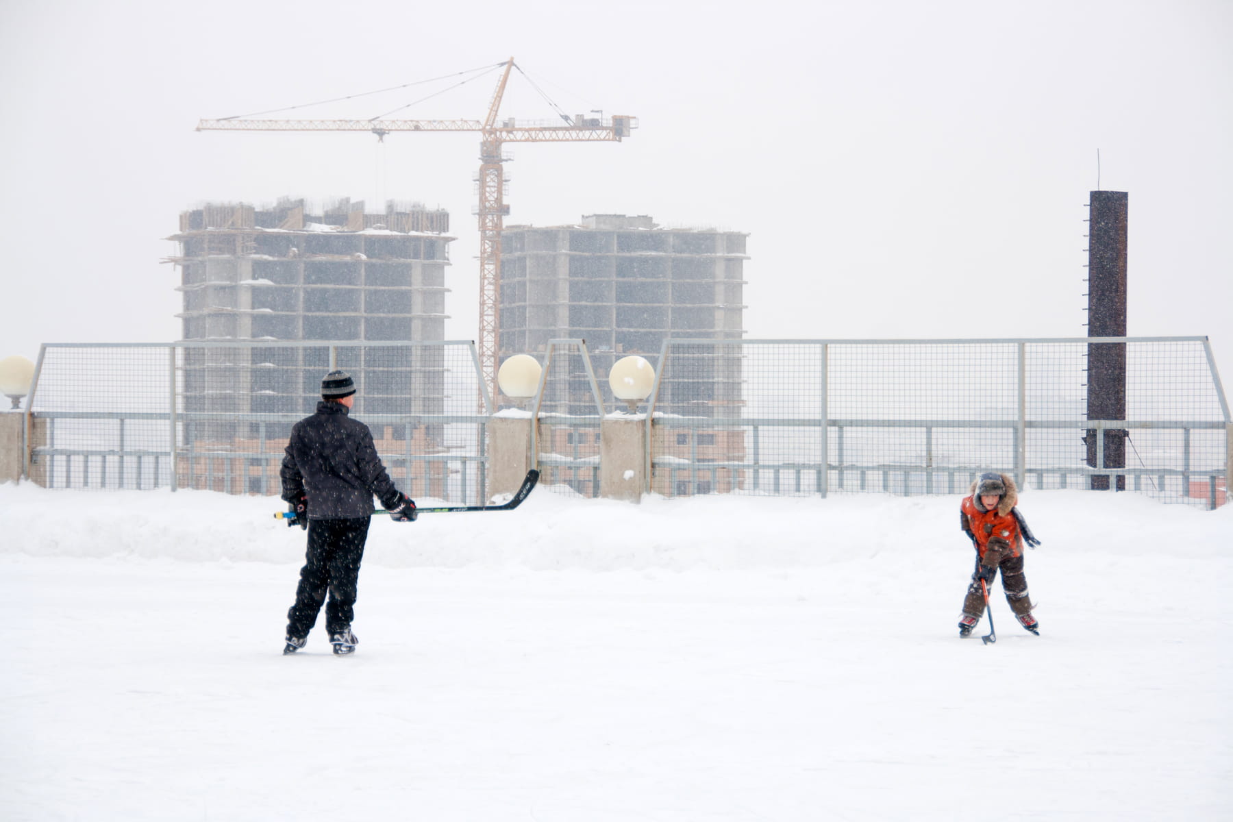 building, day, people, snowing, fun, skating, full length, nature, child, leisure activity, warm clothing, activity, young, little, kid, clothing, skater, HD Wallpaper
