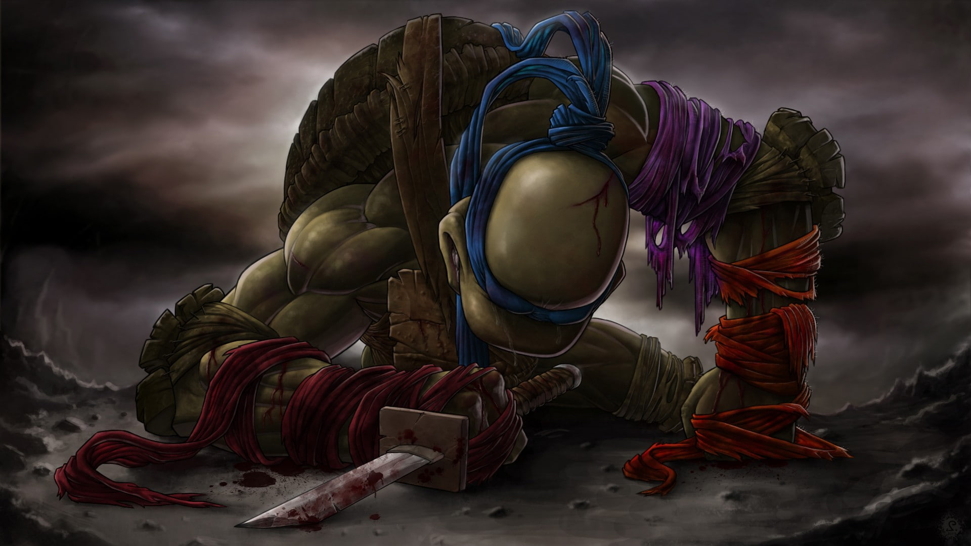 teenage, art, teenage mutant ninja turtles, fantasy art, ninja, turtles, turtle, mutant, illustrations, fantasy, 1080P, blood, HD Wallpaper