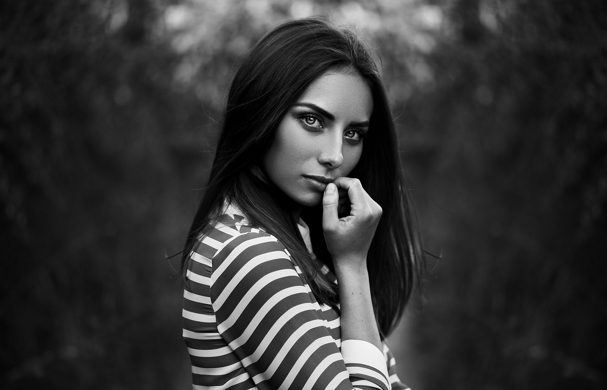 face, Ann Nevreva, Natalya, women, monochrome, portrait, 1080P, HD Wallpaper