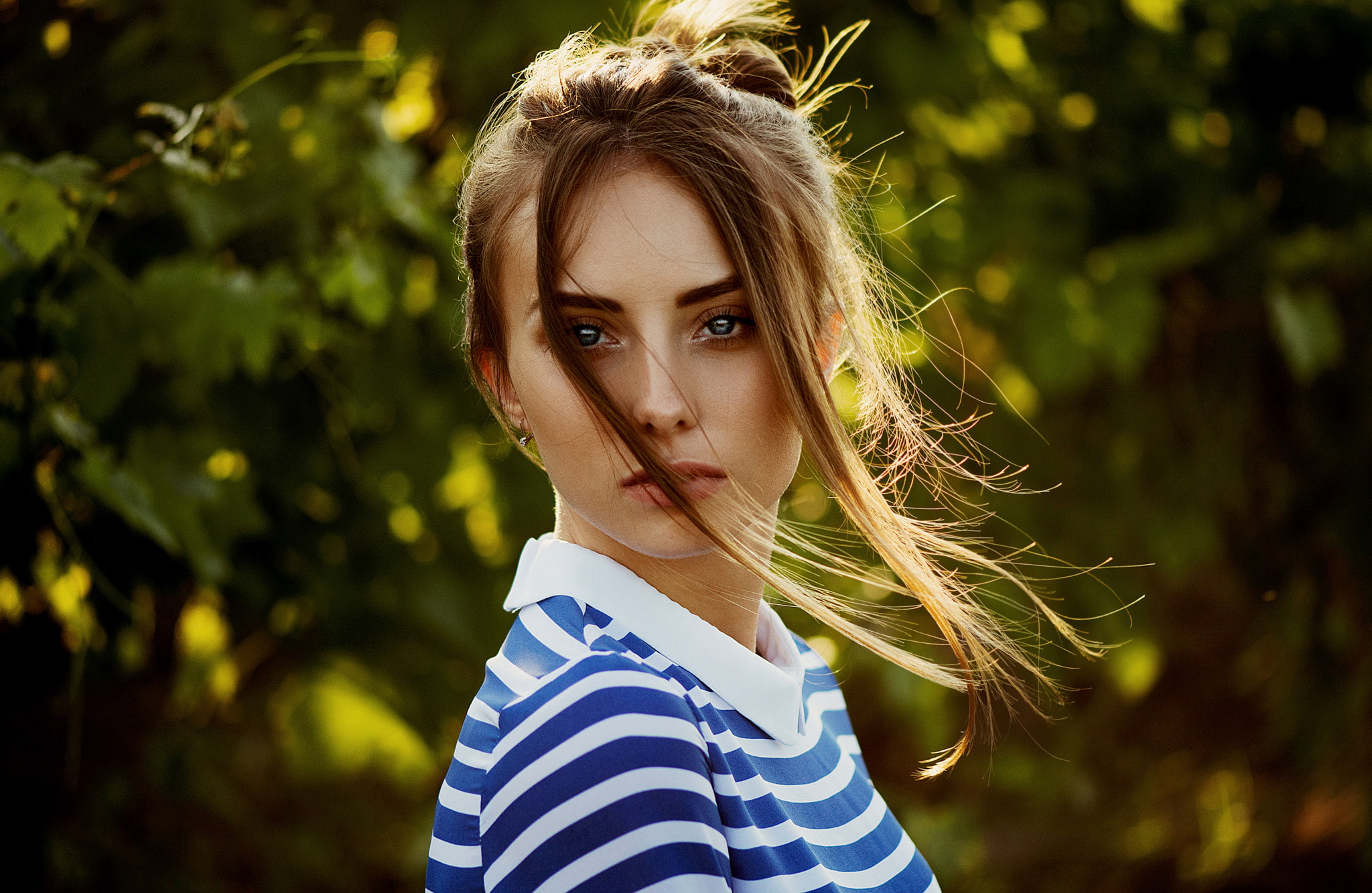 Natalya, women outdoors, face, portrait, 1080P, depth of field, Ann Nevreva, HD Wallpaper