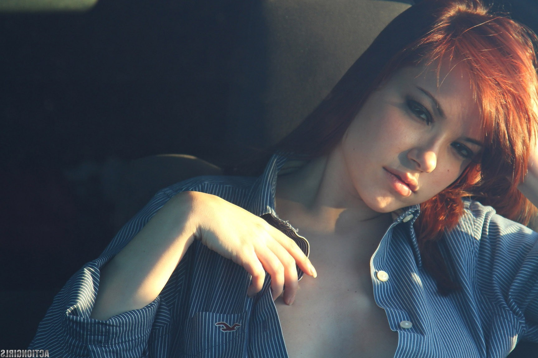 beautiful people, women, hair, 720P, beauty, portrait, hairstyle, young women, young adult, contemplation, beautiful woman, looking, indoors, redhead open shirt depth of field women elizabeth marxs, HD Wallpaper