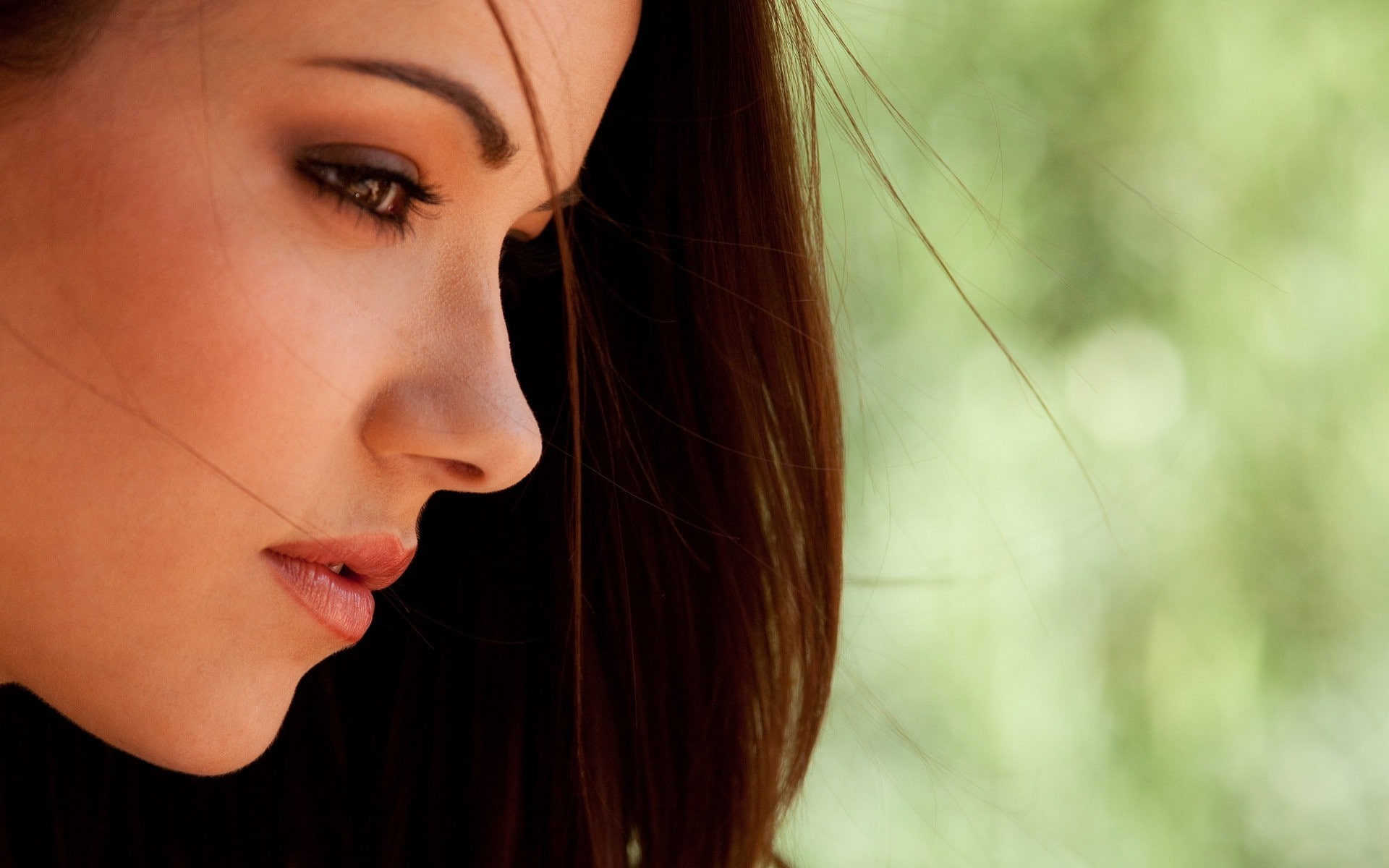 human face, young women, looking, women, close-up, focus on foreground, one person, contemplation, profile view, beauty, young adult, 1080P, make-up, headshot, HD Wallpaper