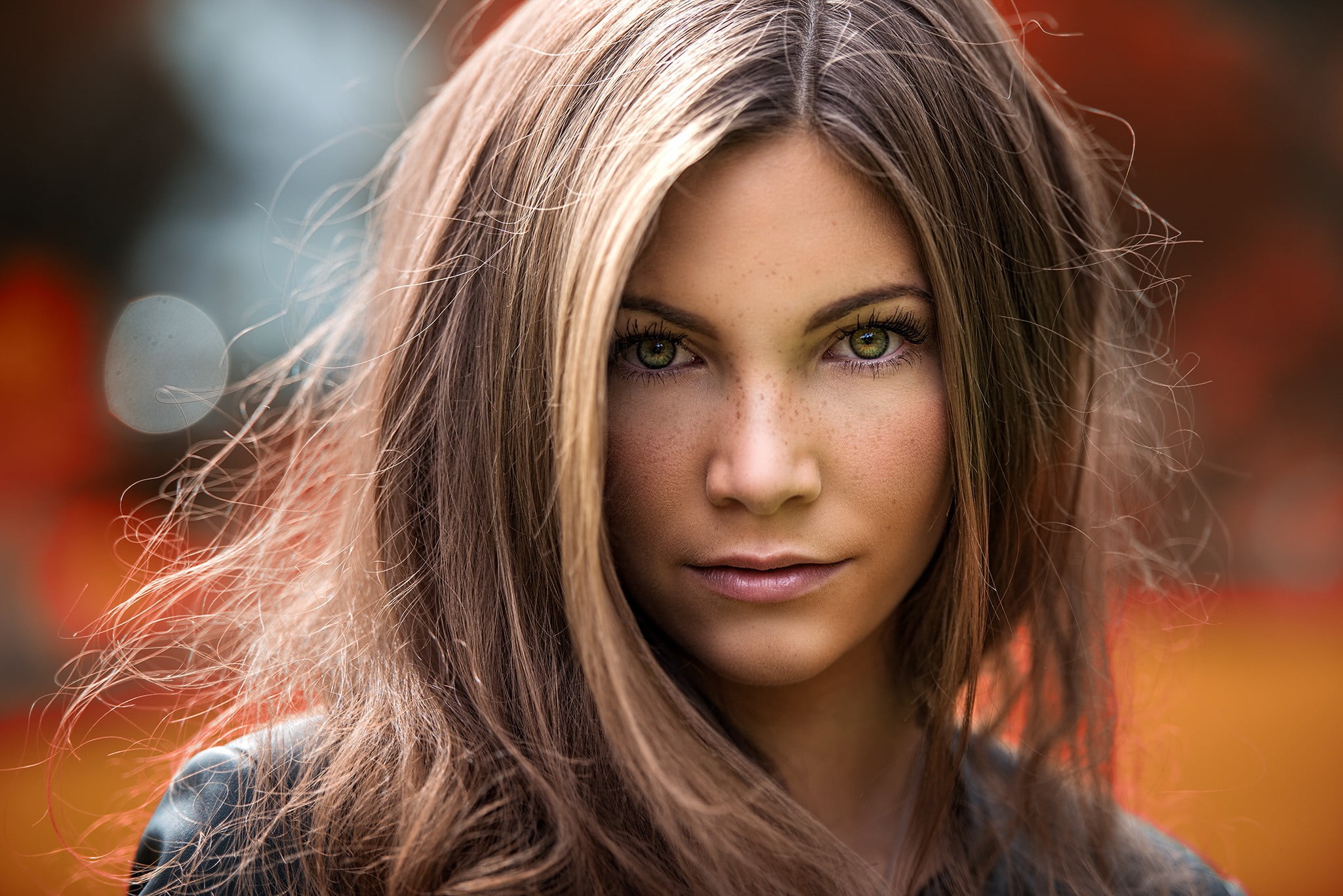 hair, beautiful woman, body part, hairstyle, green eyes, freckles, front view, human face, blond hair, headshot, young adult, adult, teenager, close-up, HD Wallpaper