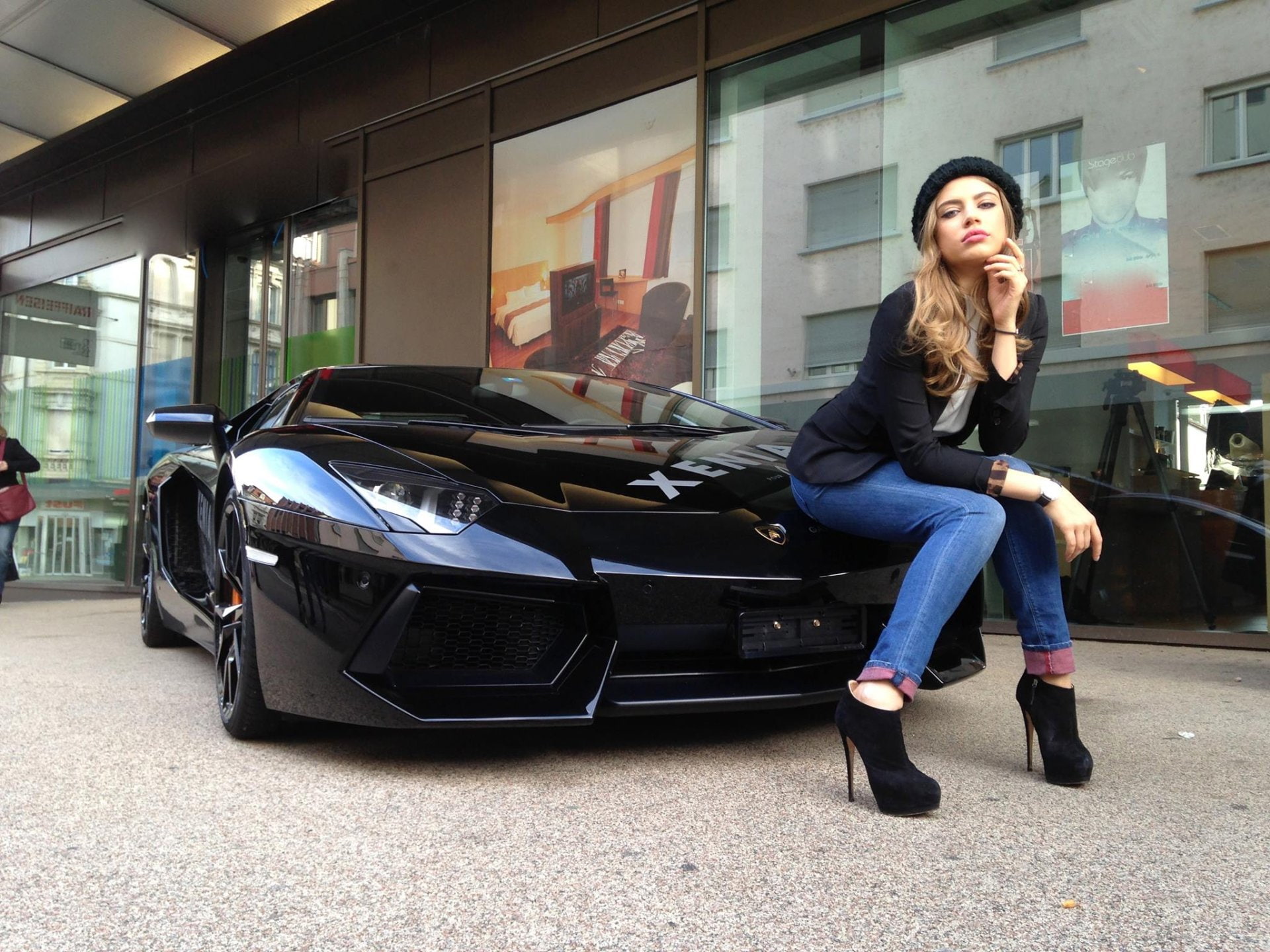 Xenia Tchoumitcheva, Models, Lamborghini, 1080P, HD Wallpaper