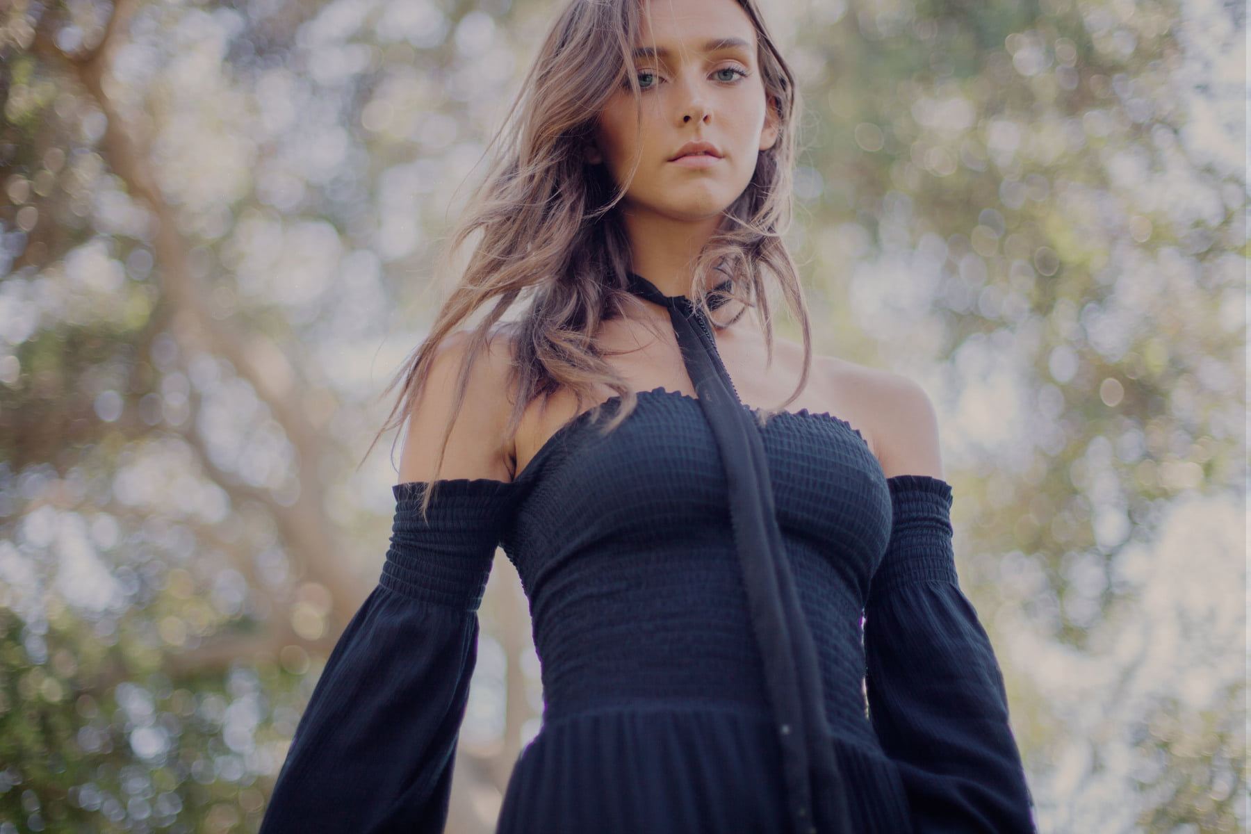 nature, women outdoors, women, 720P, brunette, model, blue eyes, Rachel Cook, HD Wallpaper