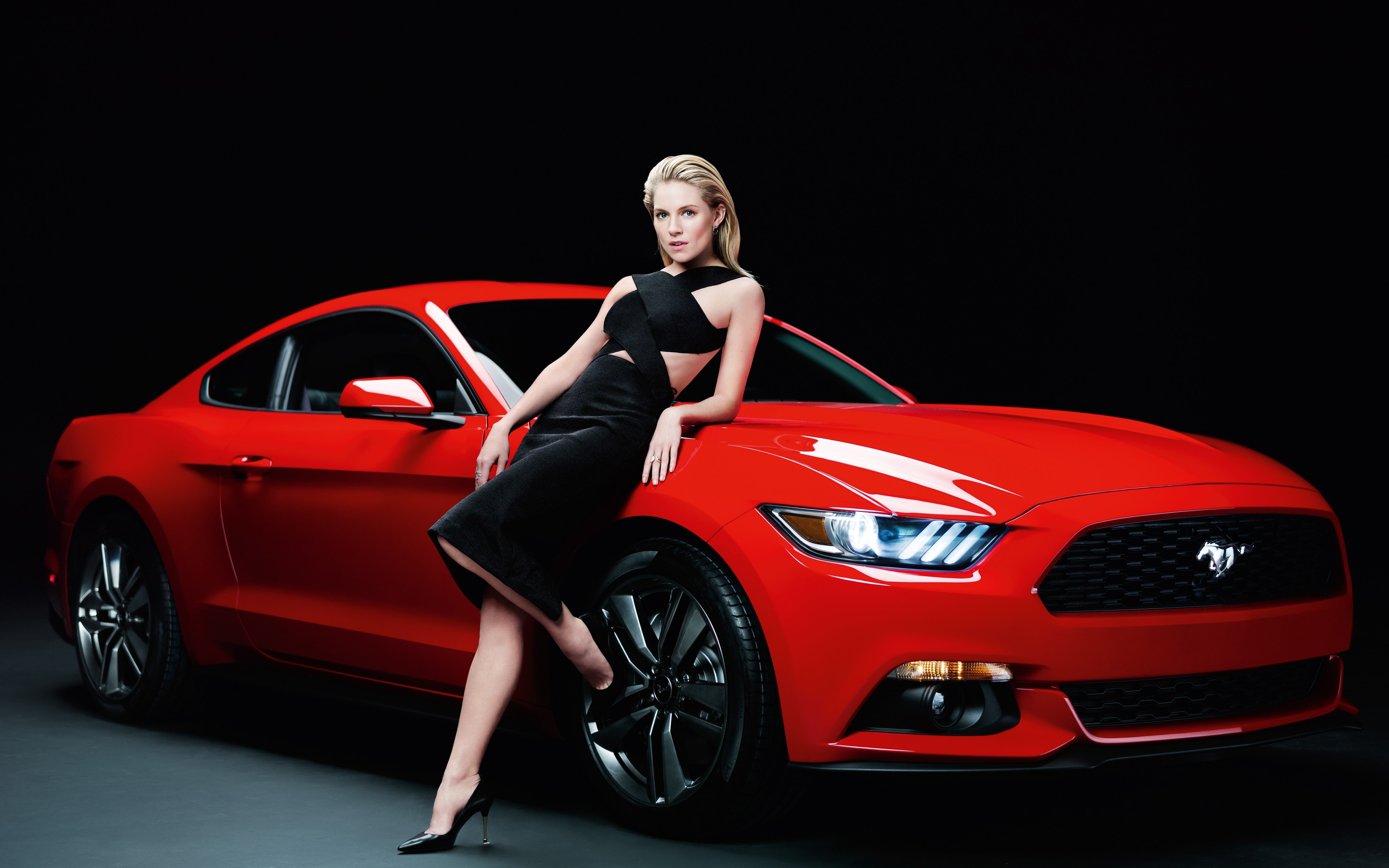 girls, beautiful people, one person, hair, portrait, red, 4k, mode of transportation, looking at camera, silver colored, women, car, beauty, adult, sienna miller, HD Wallpaper