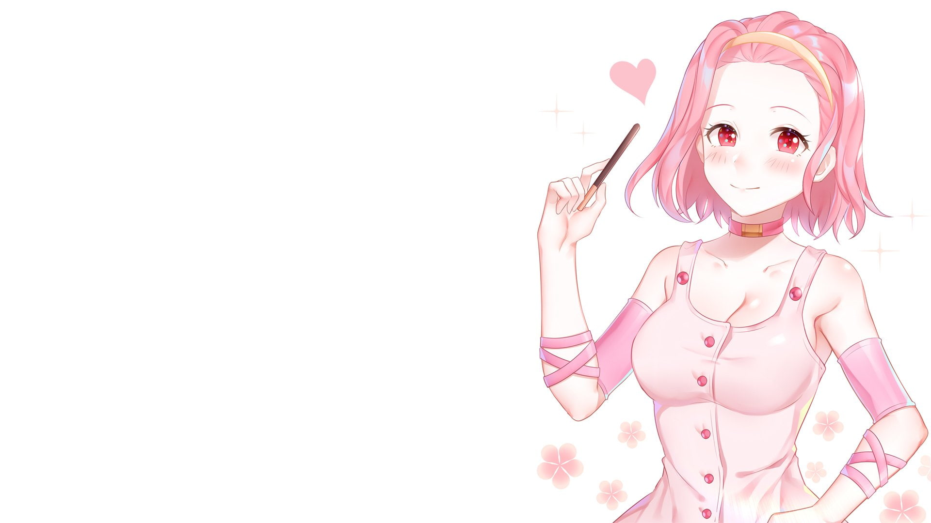 copy space, indoors, pink color, representation, art and craft, women, studio shot, beauty, 1080P, Reimi Sugimoto, portrait, human representation, white background, HD Wallpaper