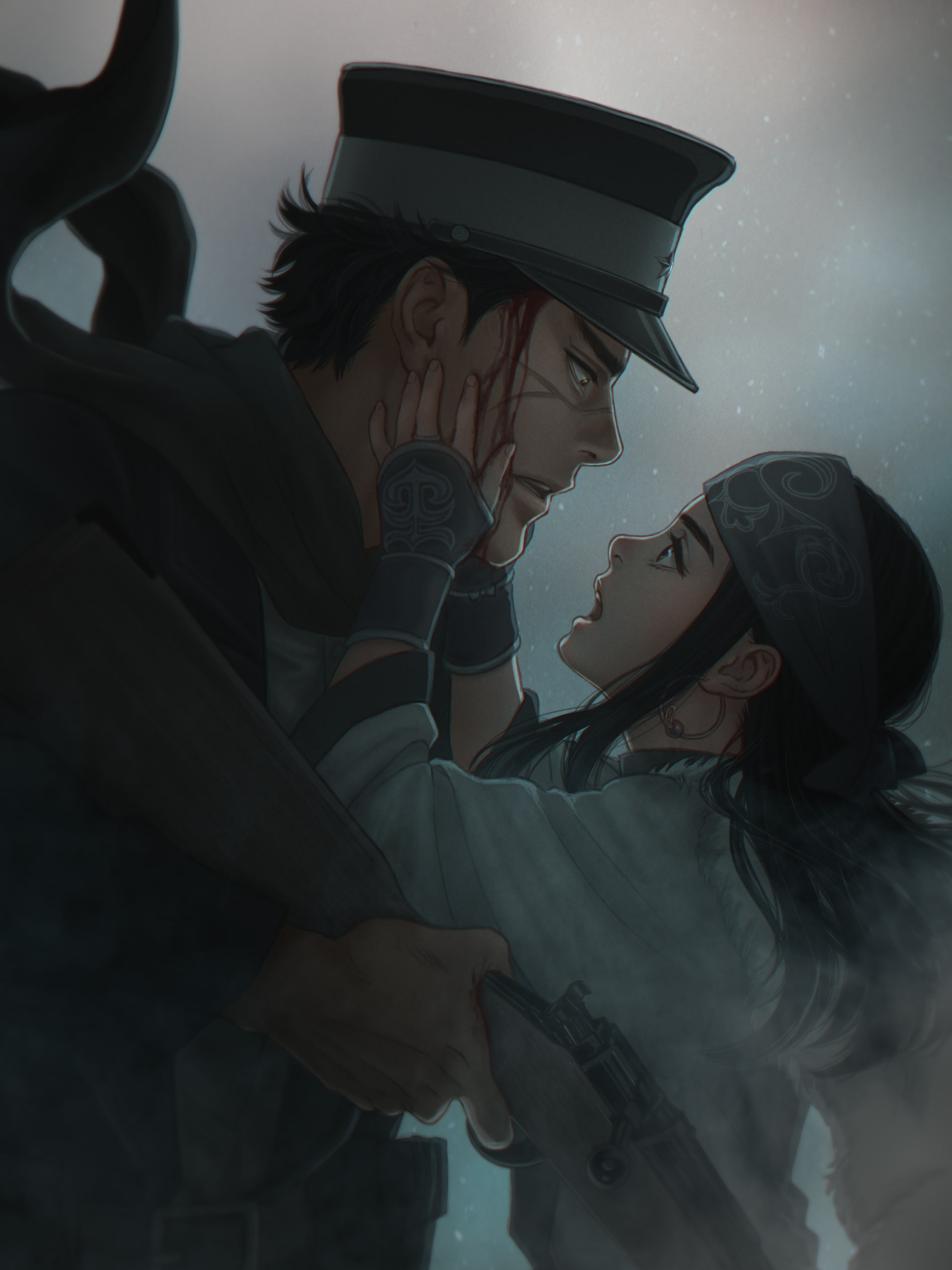 manga, portrait, romance, real people, child, indoors, Anime, males, two people, sugimoto saichi, headshot, people, expertise, adult, togetherness, golden kamuy, Phone HD Wallpaper