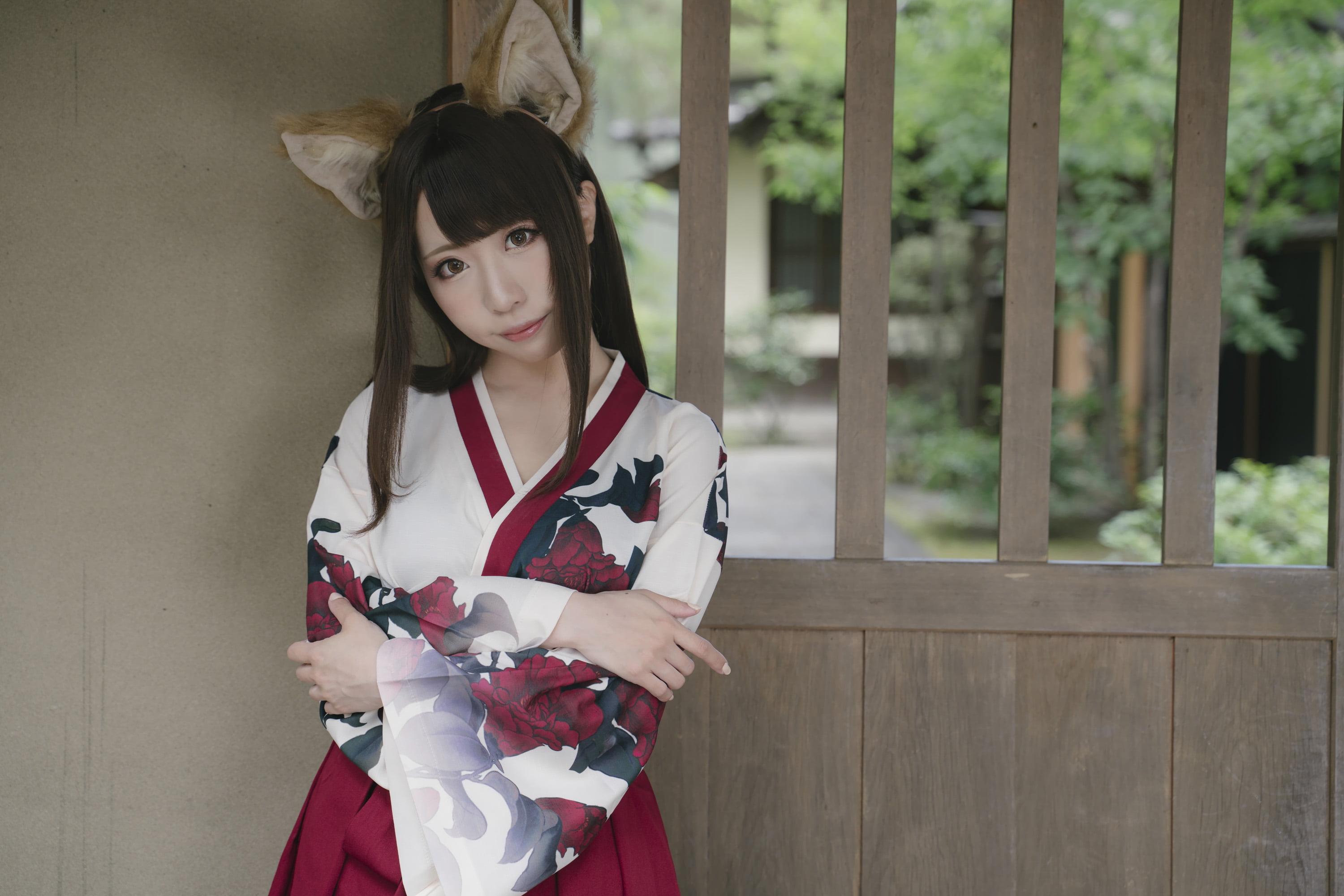 gravure, cosplay, looking at viewer, 2K, animal ears, women, Fleia, women outdoors, Japanese women, Japanese, Asian, HD Wallpaper