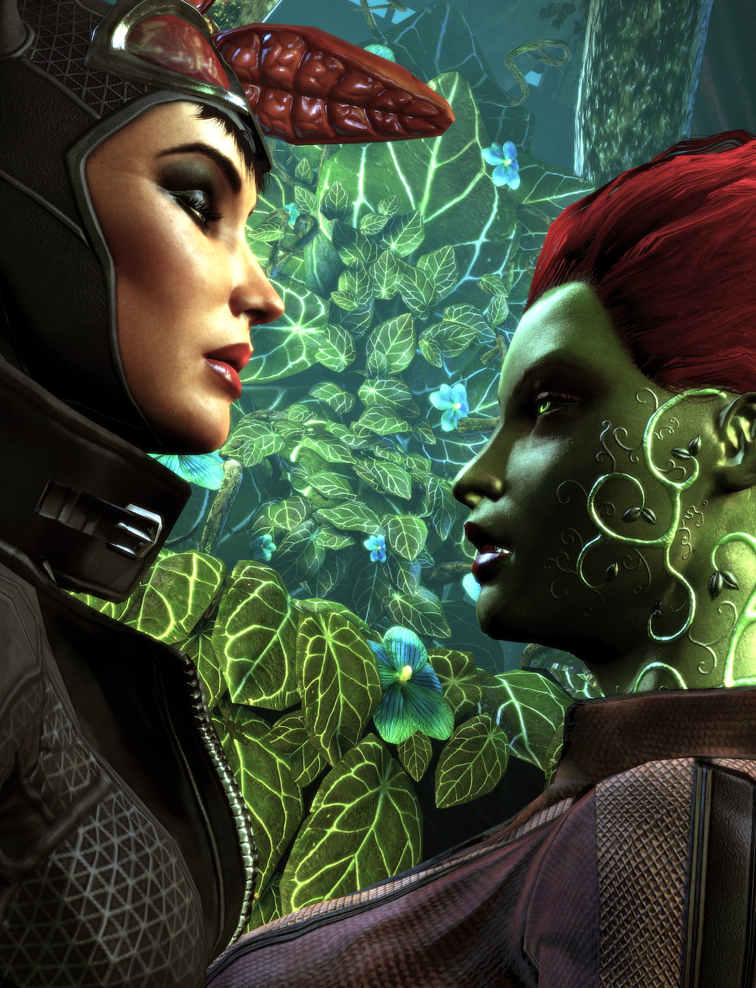 profile view, beauty, redhead, close-up, mystery, beautiful woman, indoors, human representation, green color, adult, Batman: Arkham City, representation, Phone HD Wallpaper