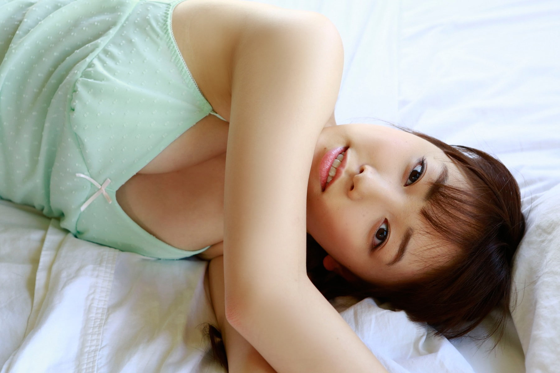 auburn hair, Morning Musume, Mizuki Fukumura, looking at viewer, brown eyes, 720P, Asian, women, HD Wallpaper