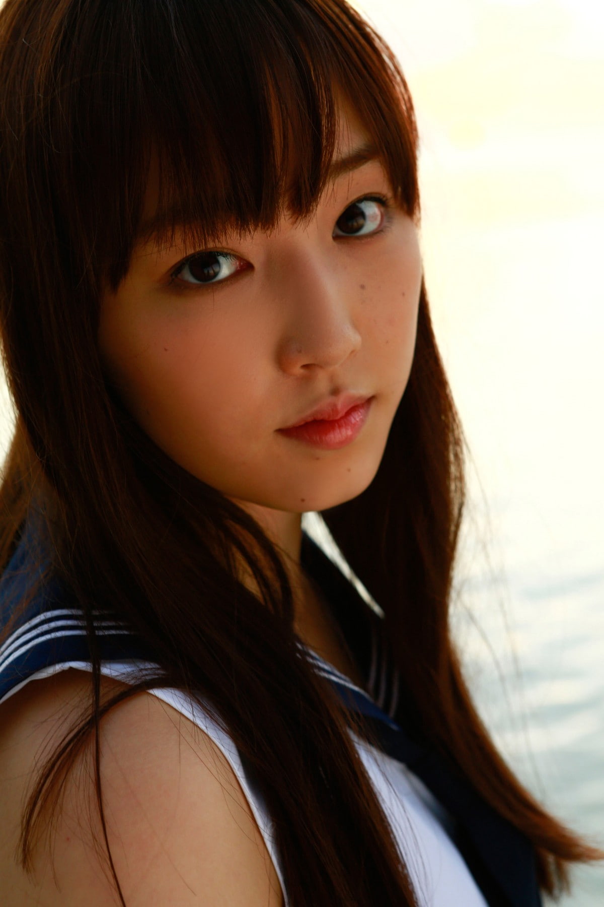 Asian, bangs, one person, beautiful woman, women, long hair, young adult, brown hair, 720P, teenager, Morning Musume, looking at camera, beautiful people, Phone HD Wallpaper