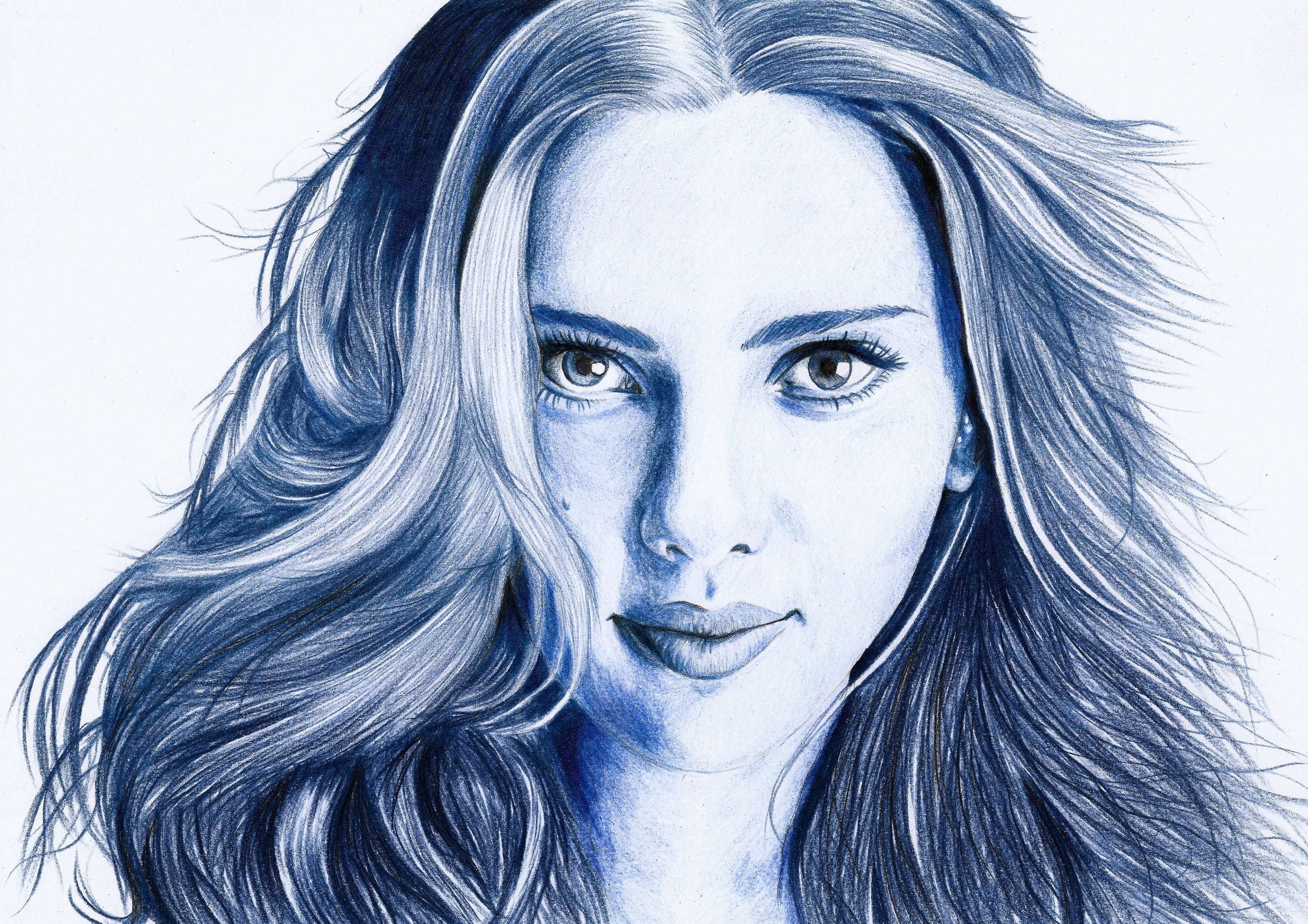 black, beautiful woman, portrait, young adult, contemplation, beauty, artwork, 2K, young women, headshot, human face, Scarlett Johansson, adult, lifestyles, HD Wallpaper