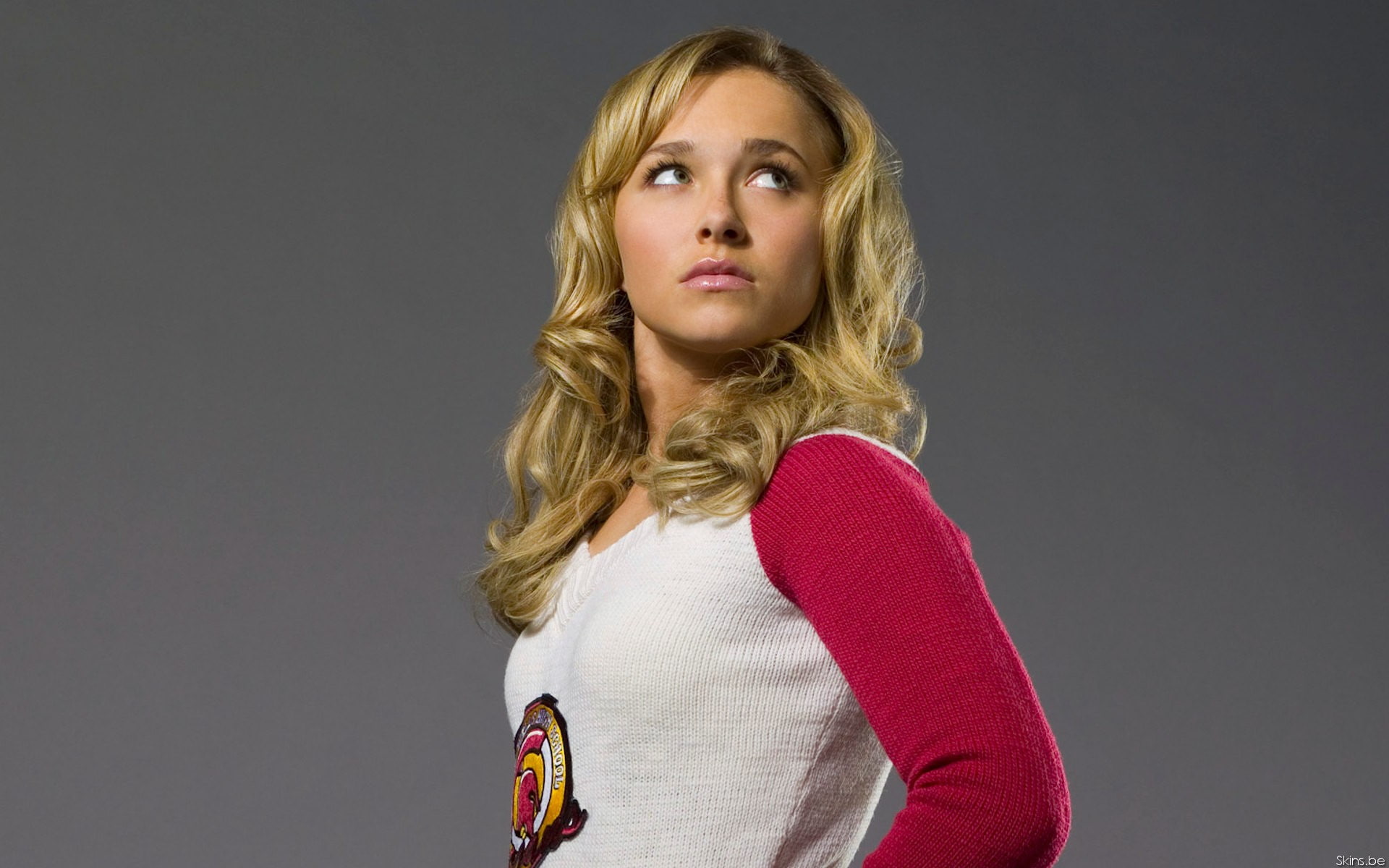 sweater, 1080P, looking up, blonde, Hayden Panettiere, eyes, blue eyes, platinum blonde, lips, HD Wallpaper